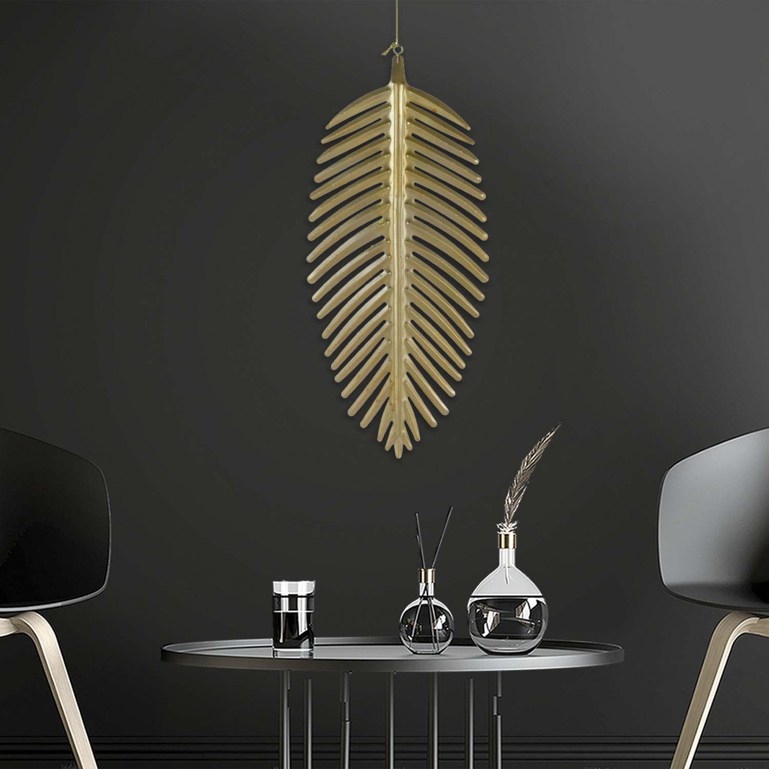 PLACA MURAL DECORATIVA HOJA ROYAL GOLD GRANDE | DORADO - 2