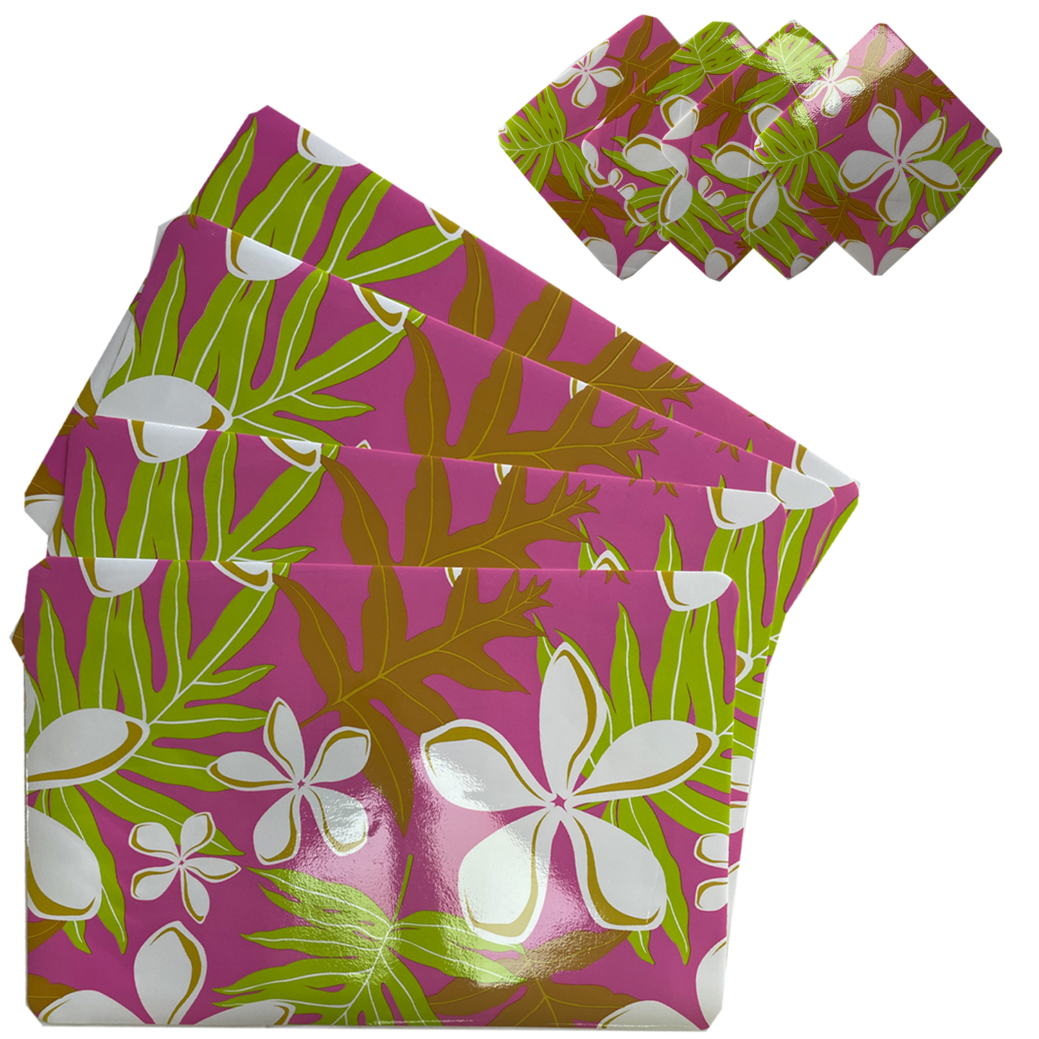SET 4 INDIVIDUALES MÁS 4 POSAVASOS FLORAL 8 PIEZAS - 1