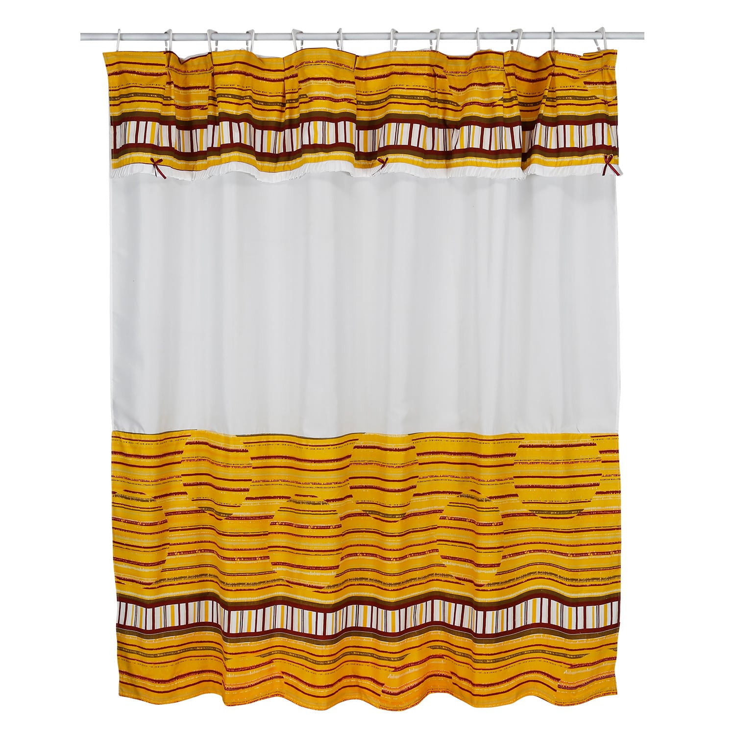 JUEGO DE CORTINA PARA BAÑO BARRAS MOSTAZA 6 PIEZAS - 1
