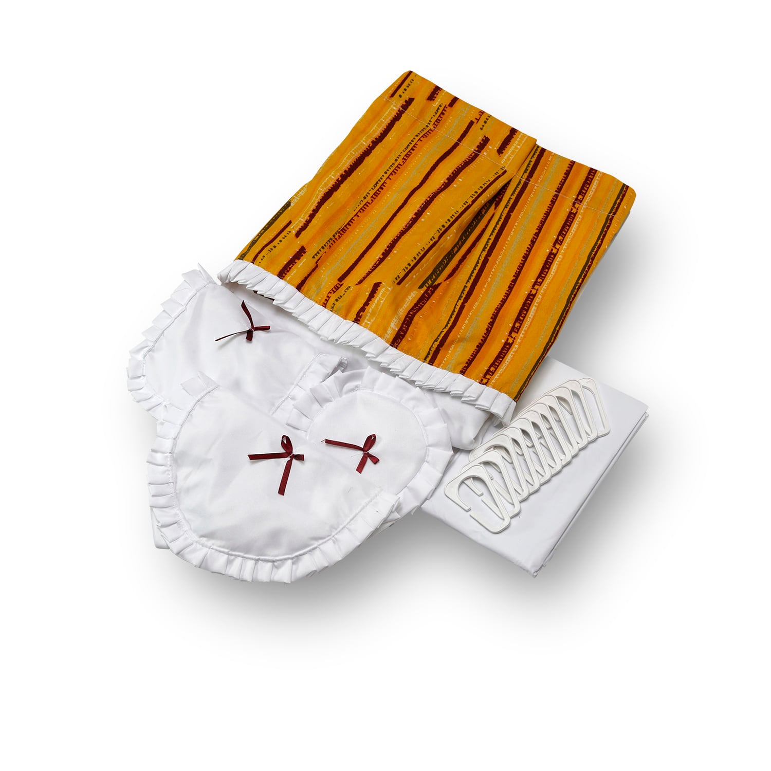 JUEGO DE CORTINA PARA BAÑO BARRAS MOSTAZA 6 PIEZAS - 2