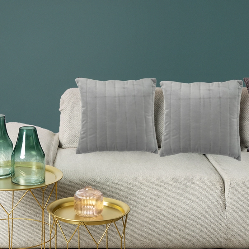 COJÍN MALLORCA DECORATIVO VELVET LINEAL 45 X 45 CM GRIS - 5