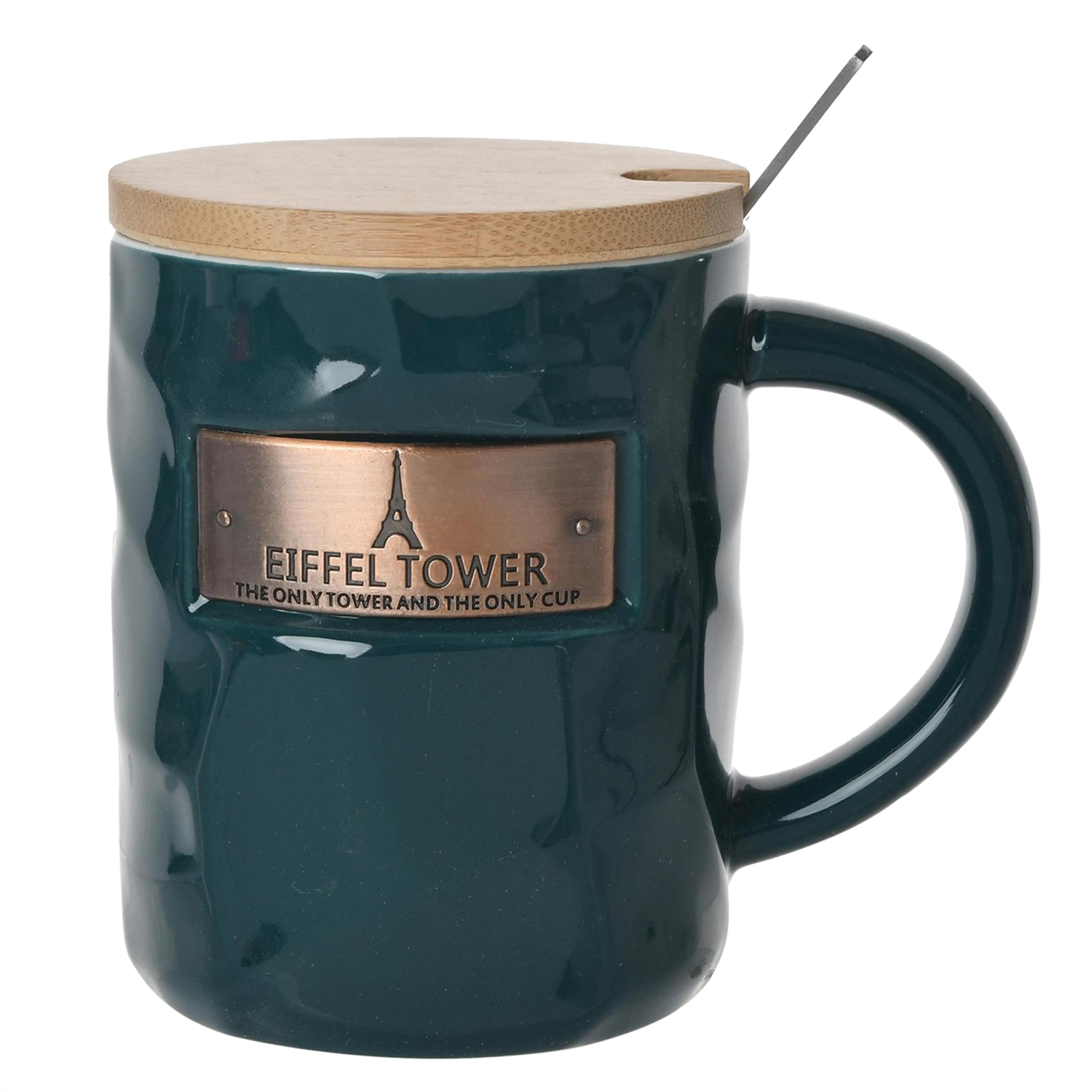 TAZÓN DECORATIVO EIFFEL CON TAPA Y CUCHARA VERDE OSCURO - 1