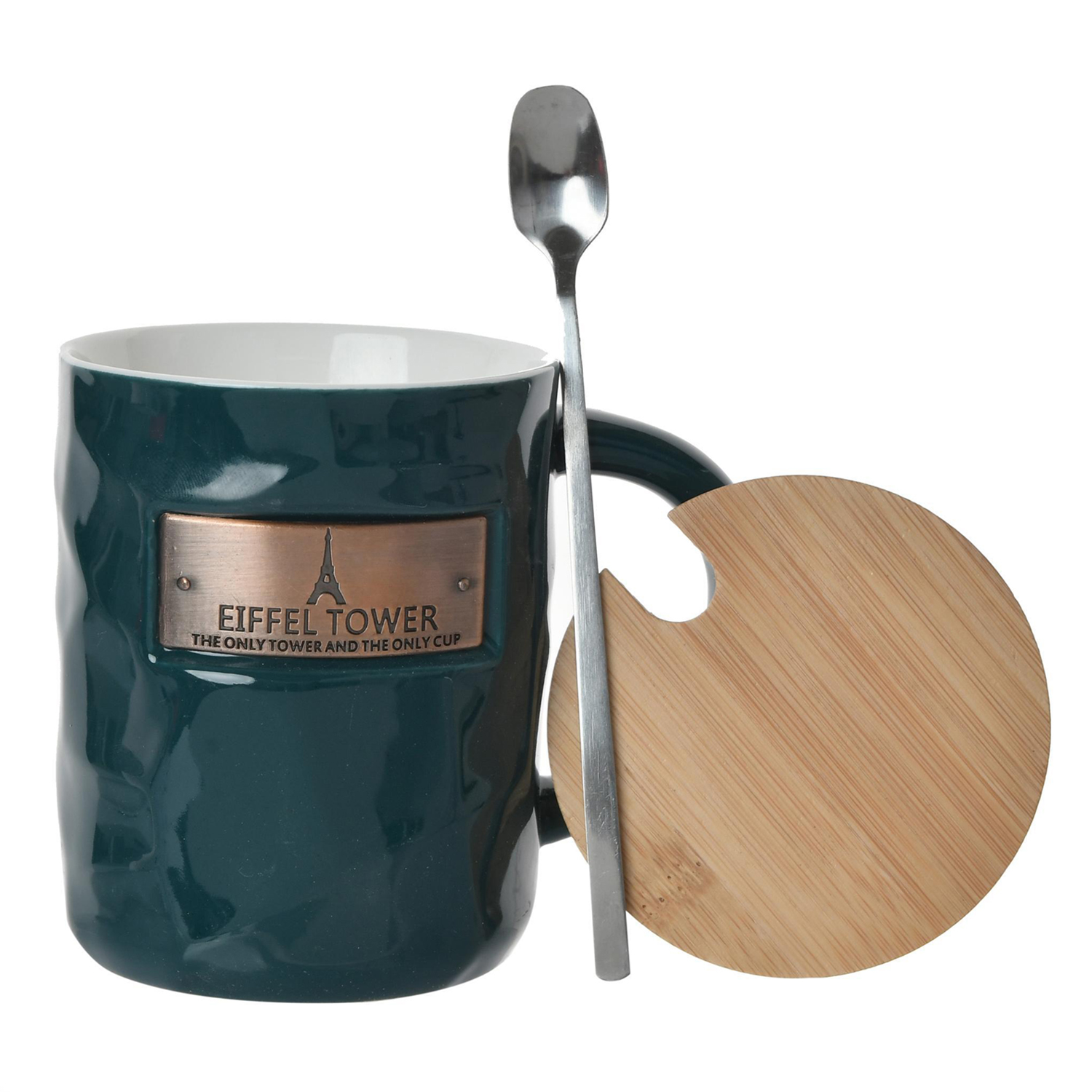 TAZÓN DECORATIVO EIFFEL CON TAPA Y CUCHARA VERDE OSCURO - 2