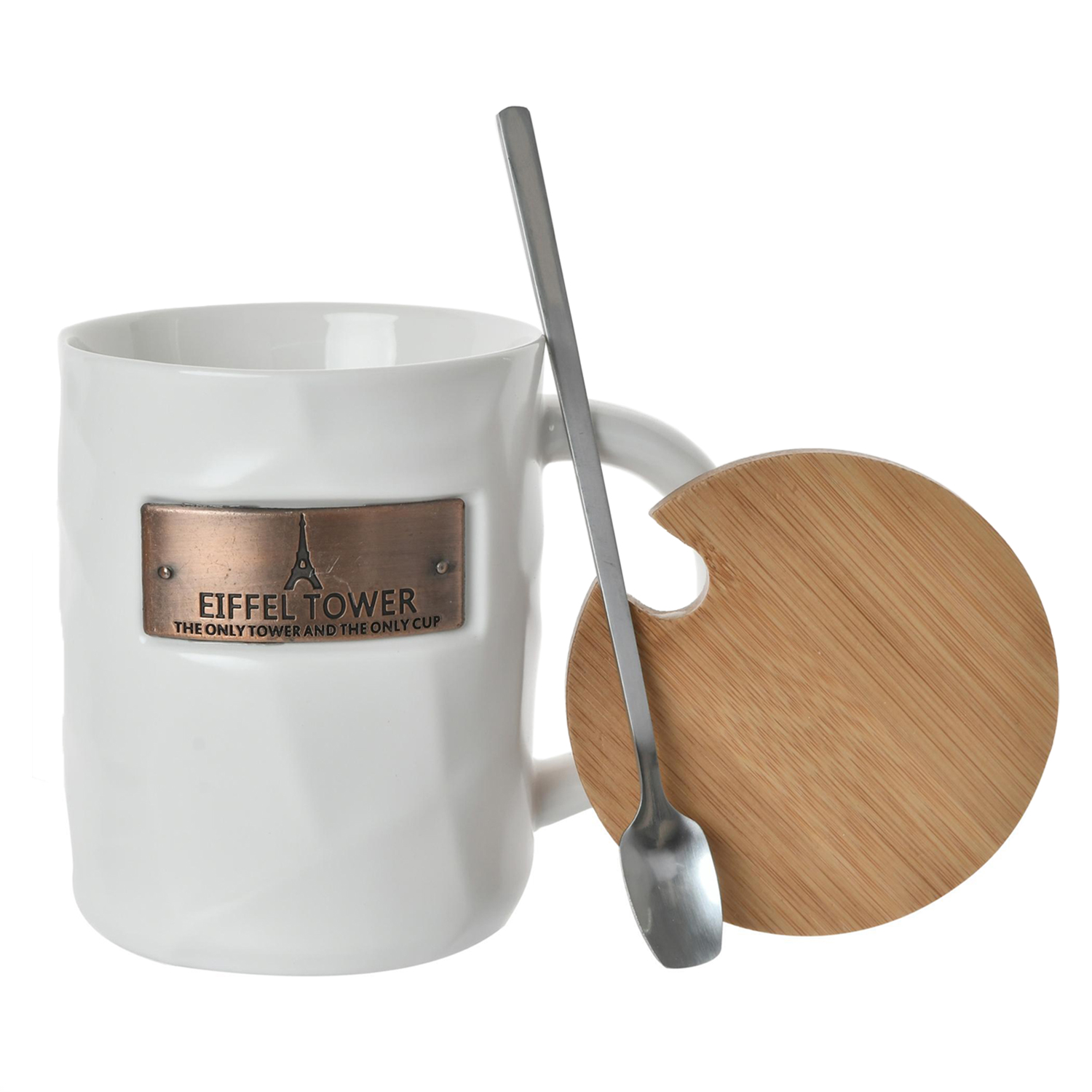 TAZÓN DECORATIVO EIFFEL CON TAPA Y CUCHARA BLANCO - 2