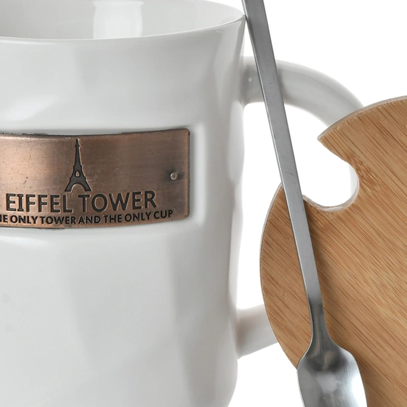 TAZÓN DECORATIVO EIFFEL CON TAPA Y CUCHARA BLANCO - 3