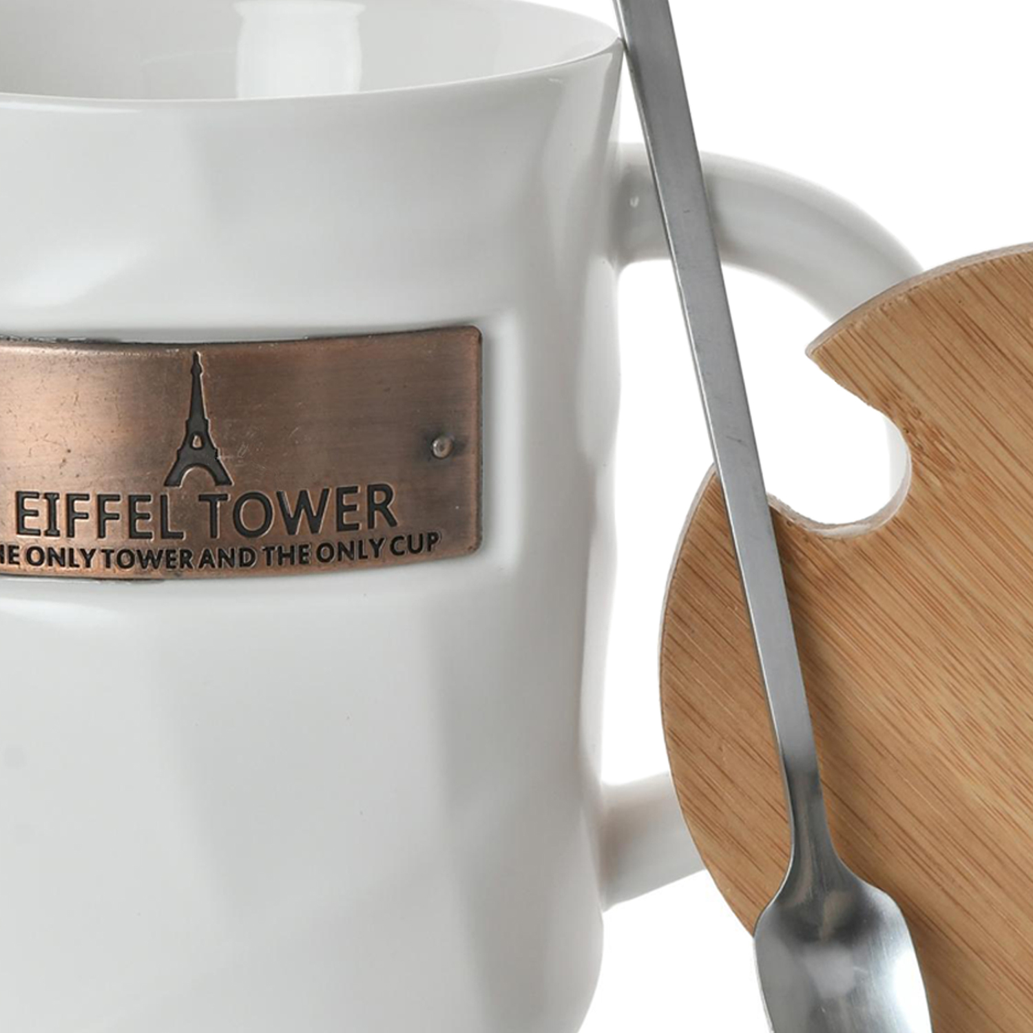 TAZÓN DECORATIVO EIFFEL CON TAPA Y CUCHARA BLANCO - 3