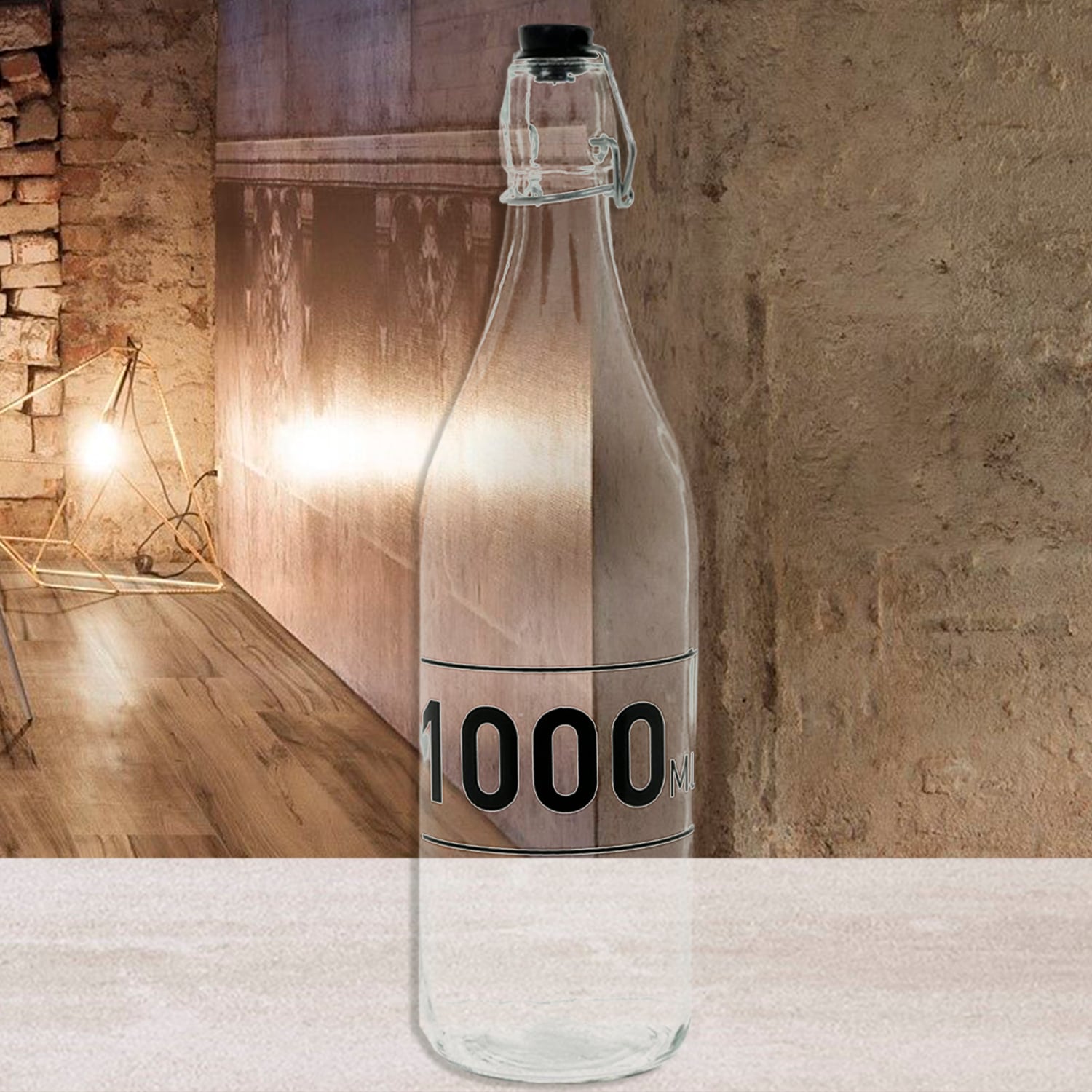 BOTELLA DECORATIVA REFRESCANTE DE VIDRIO CON TAPA - 4