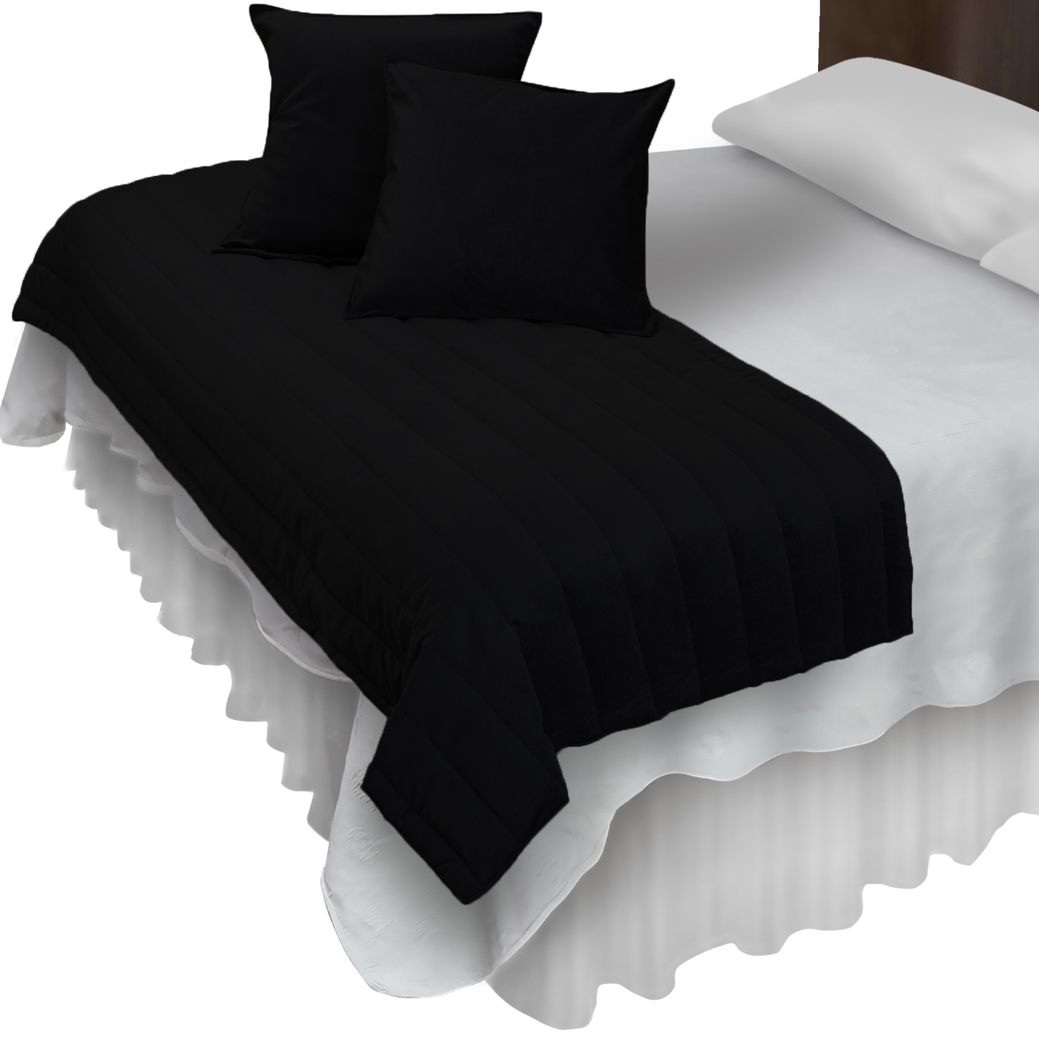 PIECERA MALLORCA FUNDAS VELVET BLACK REVERSIBLE 200 X 90 CM NEGRO - 1