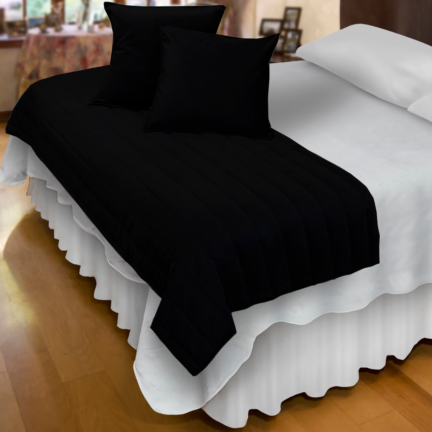 PIECERA MALLORCA FUNDAS SK VELVET BLACK REVERSIBLE 240 X 90 CM NEGRO - 4