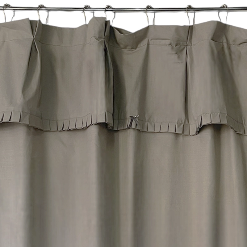 JUEGO CORTINA RECOGIDA PARA BAÑO LISA GRIS PERLA - 2