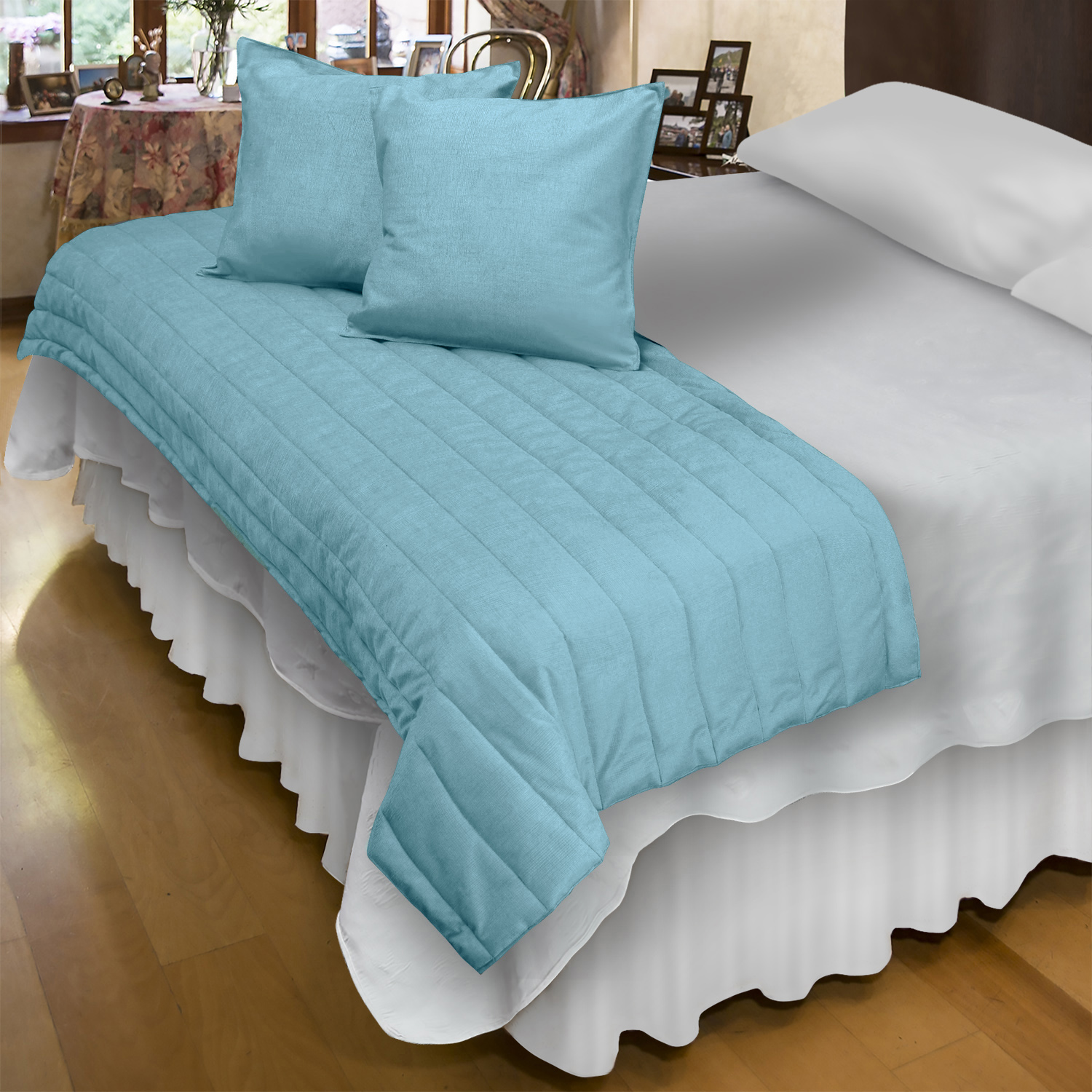 PIECERA CON FUNDAS VELVET AQUA REVERSIBLE - 2
