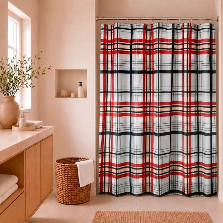 CORTINA PARA BAÑO DISEÑO GLASGOW SIN FORRO - 1