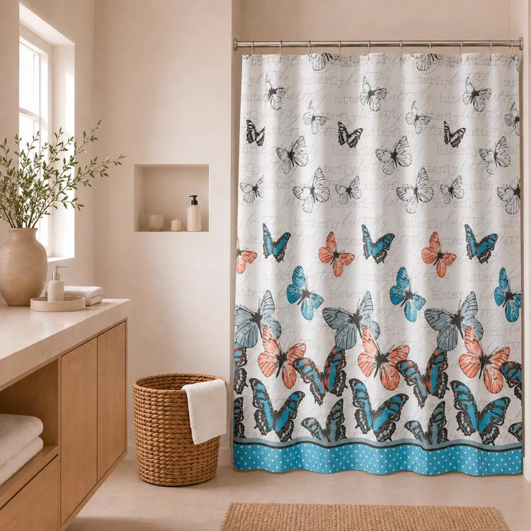 CORTINA PARA BAÑO DISEÑO SPRING SIN FORRO - 1