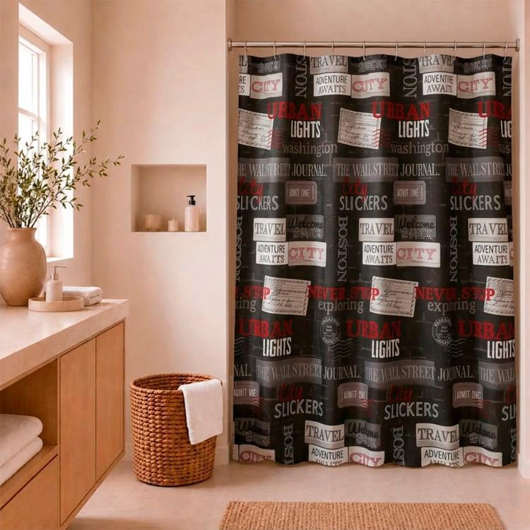CORTINA PARA BAÑO DISEÑO URBAN SIN FORRO - 1
