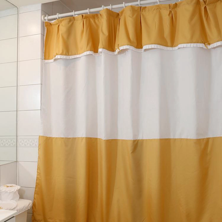 JUEGO DE CORTINA PARA BAÑO MOSTAZA 5 PIEZAS SIN FORRO - 4