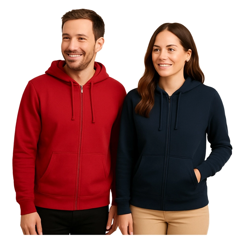 POLERON CANGURO CON CIERRE VULPES UNISEX - XXS, GRIS CLARO - 7