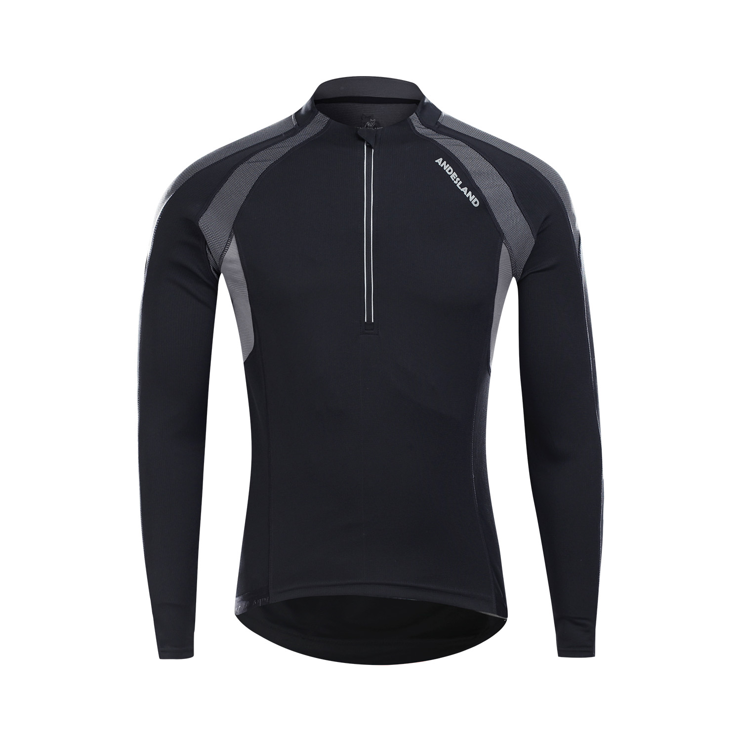 POLERA MANGA LARGA HOMBRE ANDESLAND TRICOTA LISA MEDIO CIERRE CICLISMO DEPORTIVO - 1
