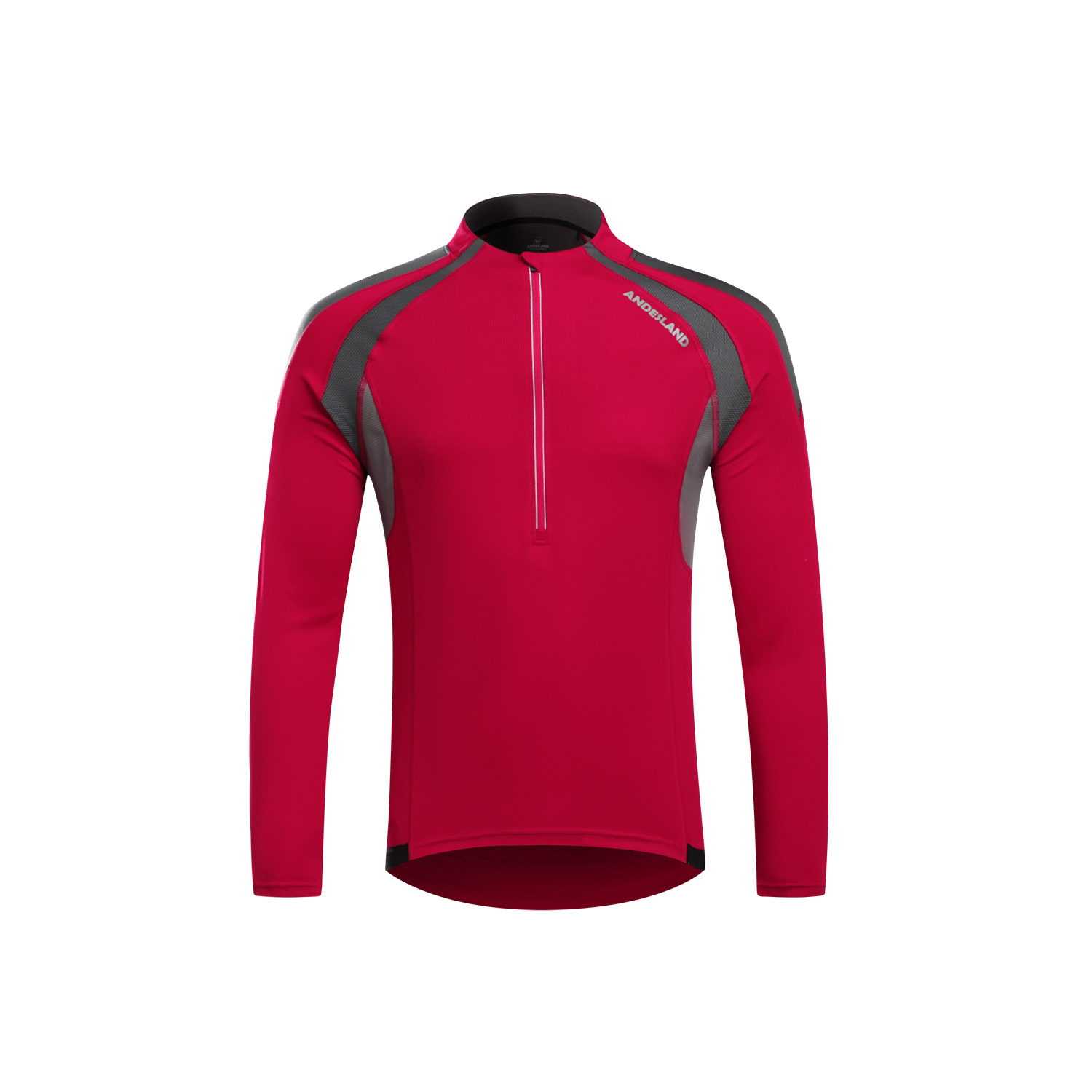 POLERA MANGA LARGA HOMBRE ANDESLAND TRICOTA LISA MEDIO CIERRE CICLISMO DEPORTIVO - 1