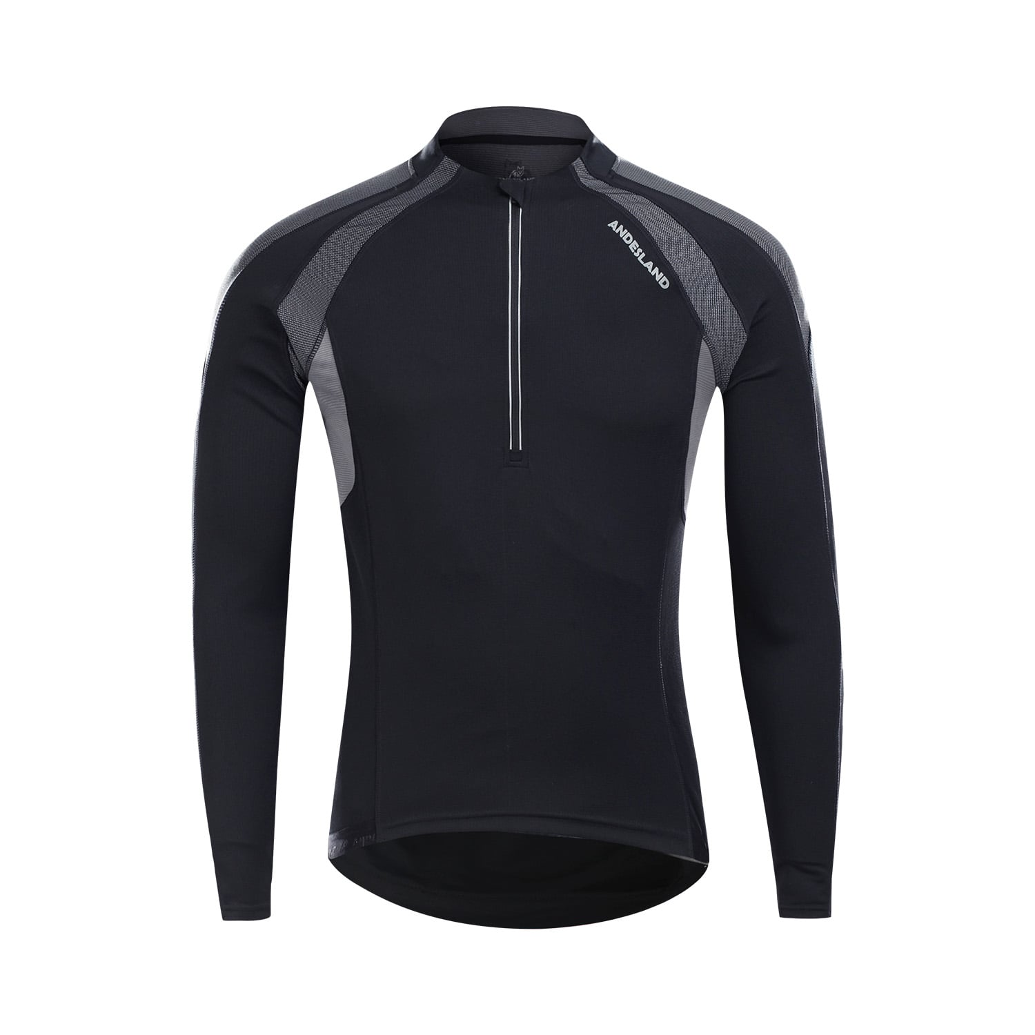POLERA MANGA LARGA HOMBRE ANDESLAND TRICOTA LISA MEDIO CIERRE CICLISMO DEPORTIVO - 1