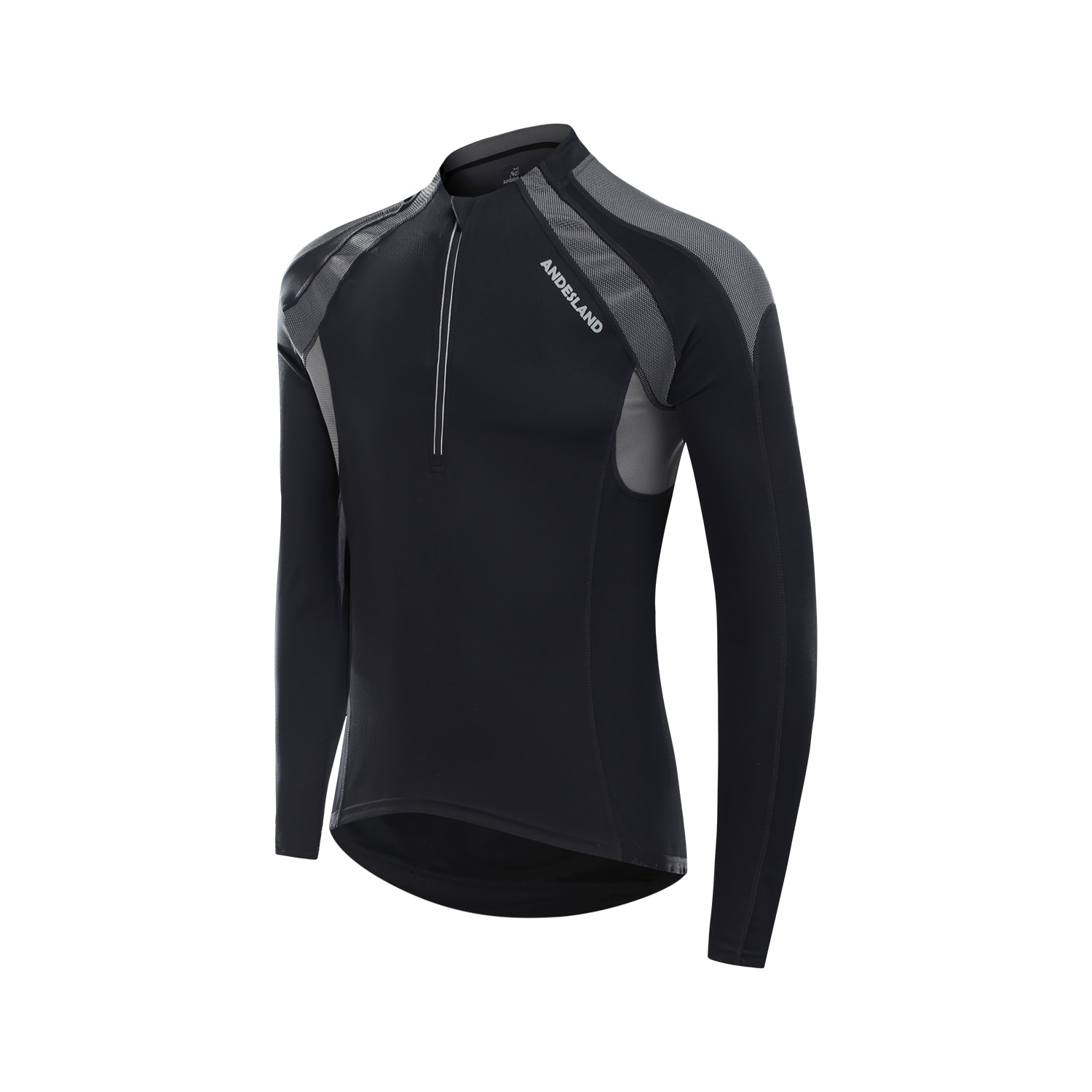 POLERA MANGA LARGA HOMBRE ANDESLAND TRICOTA LISA MEDIO CIERRE CICLISMO DEPORTIVO - 2
