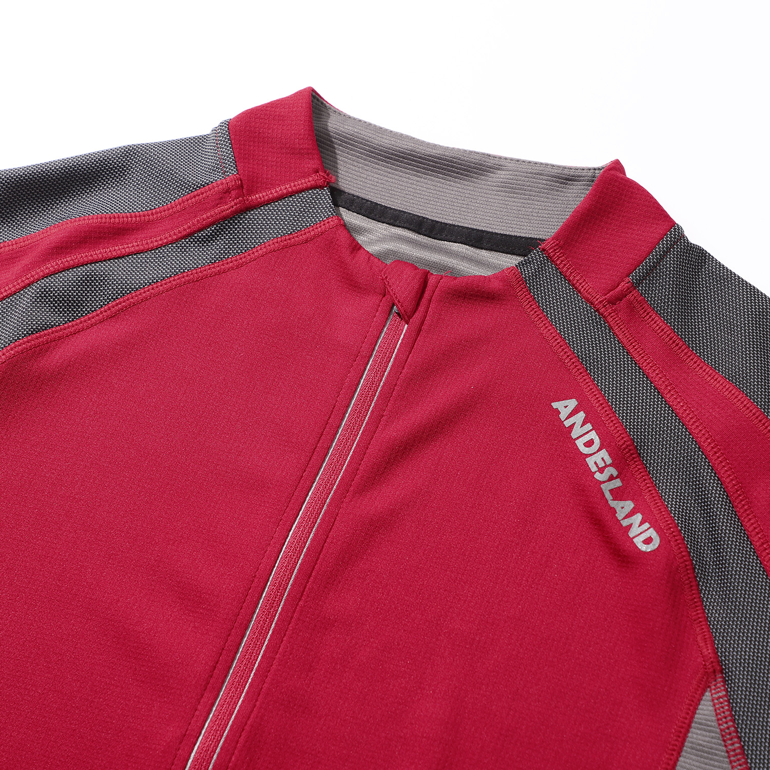 POLERA MANGA LARGA HOMBRE ANDESLAND TRICOTA LISA MEDIO CIERRE CICLISMO DEPORTIVO - 4