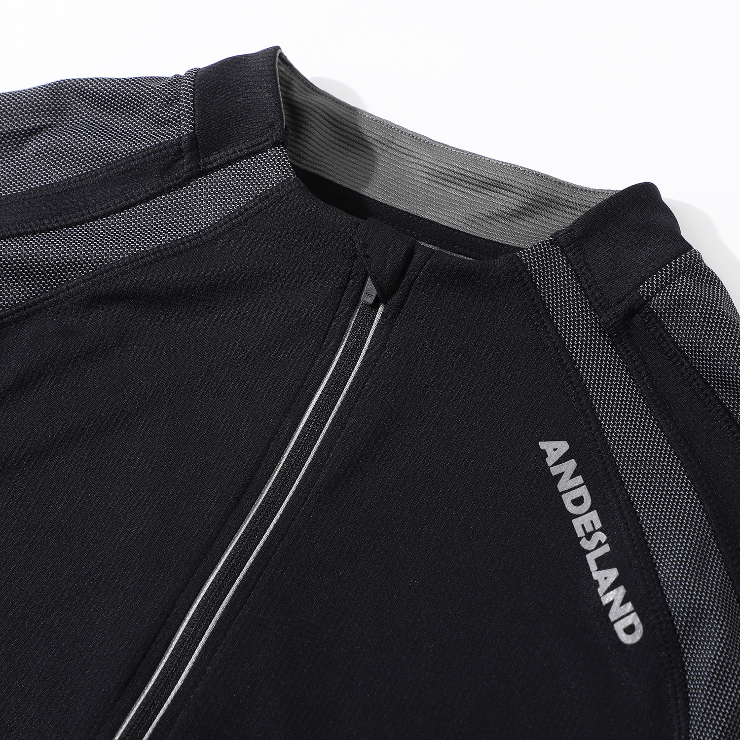 POLERA MANGA LARGA HOMBRE ANDESLAND TRICOTA LISA MEDIO CIERRE CICLISMO DEPORTIVO - 4