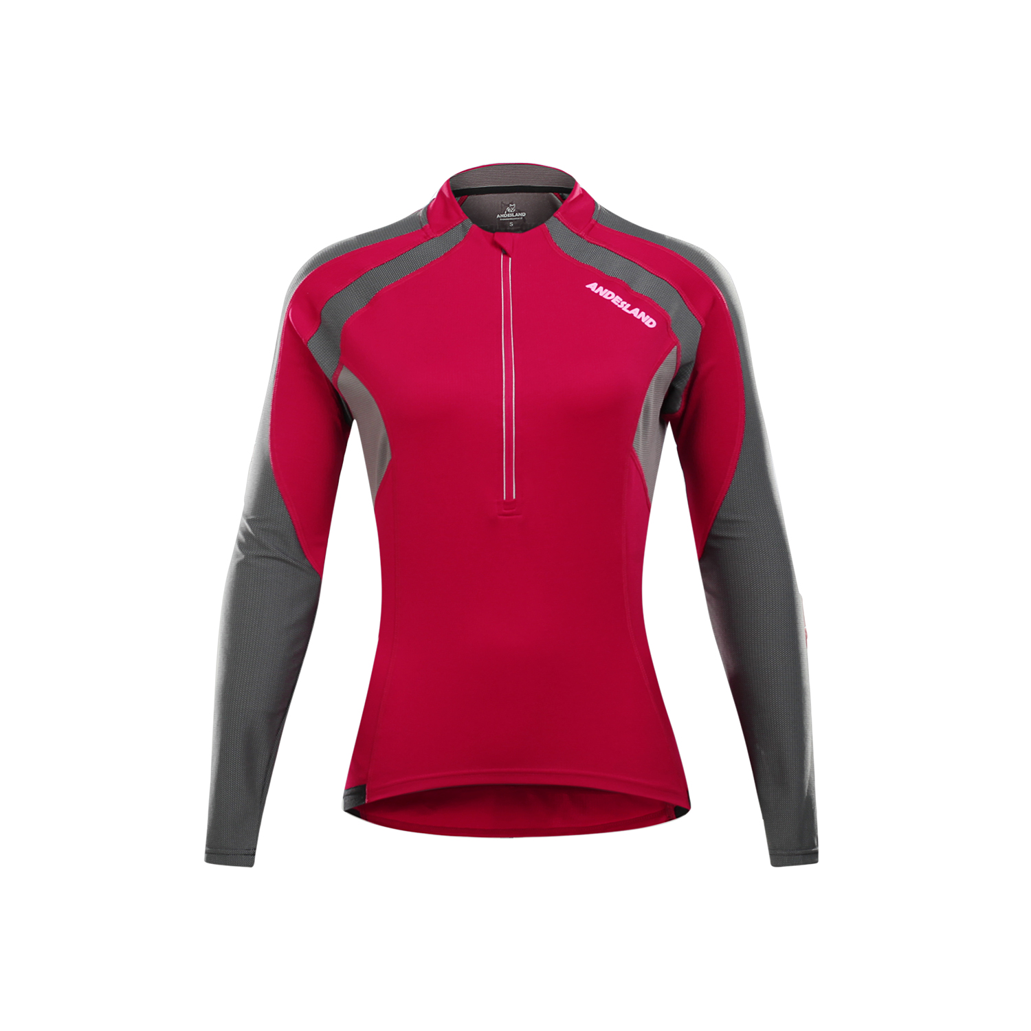 POLERA MANGA LARGA MUJER ANDESLAND TRICOTA LISA MEDIO CIERRE CICLISMO DEPORTIVO - 1