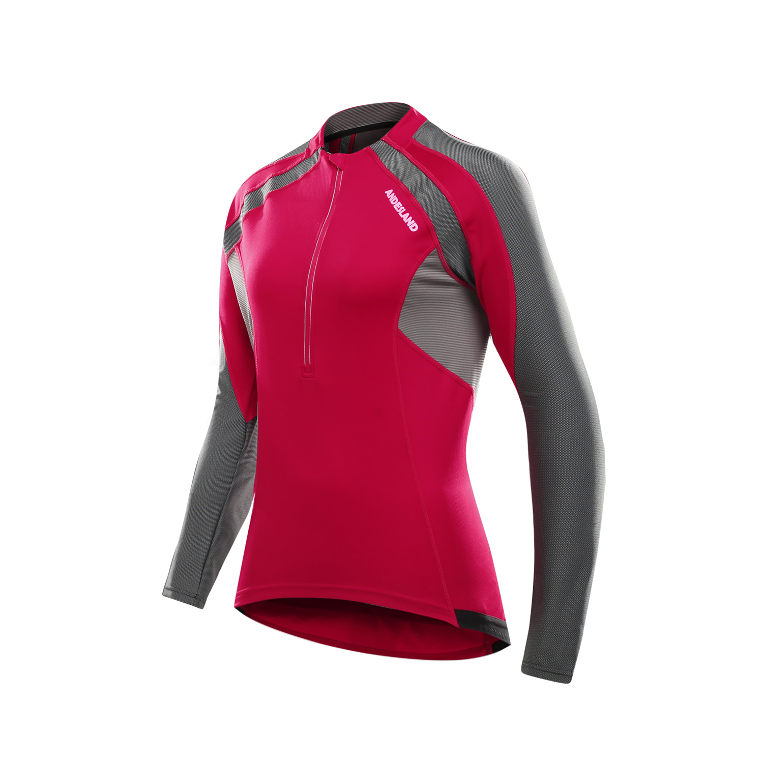 POLERA MANGA LARGA MUJER ANDESLAND TRICOTA LISA MEDIO CIERRE CICLISMO DEPORTIVO - 2