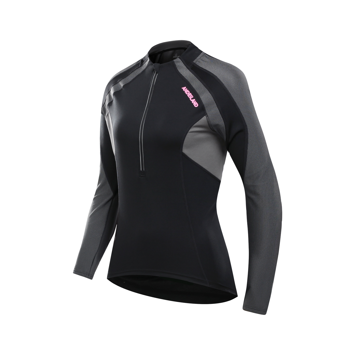 POLERA MANGA LARGA MUJER ANDESLAND TRICOTA LISA MEDIO CIERRE CICLISMO DEPORTIVO - 2