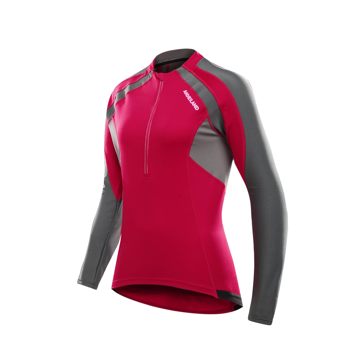 POLERA MANGA LARGA MUJER ANDESLAND TRICOTA LISA MEDIO CIERRE CICLISMO DEPORTIVO - 2