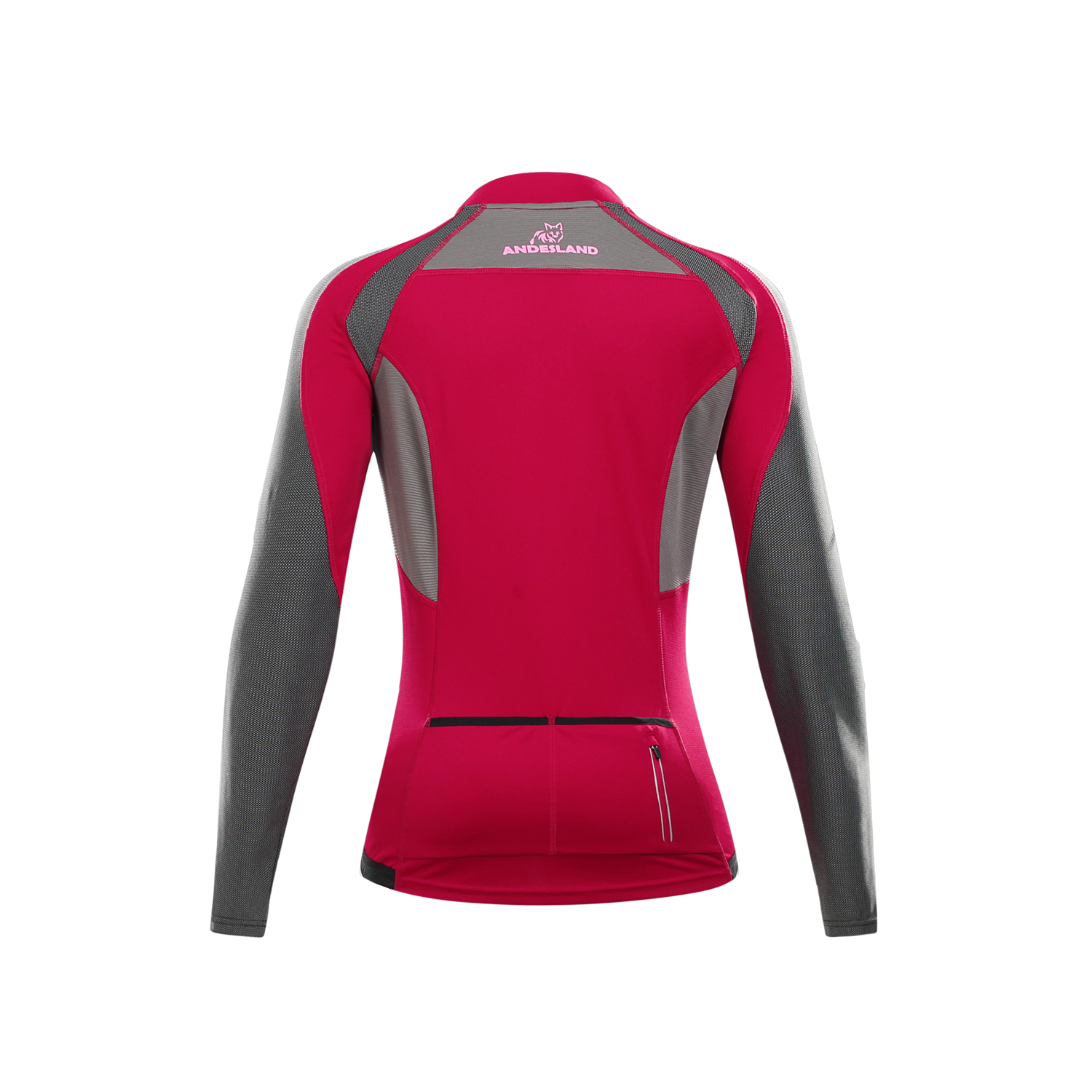 POLERA MANGA LARGA MUJER ANDESLAND TRICOTA LISA MEDIO CIERRE CICLISMO DEPORTIVO - 3