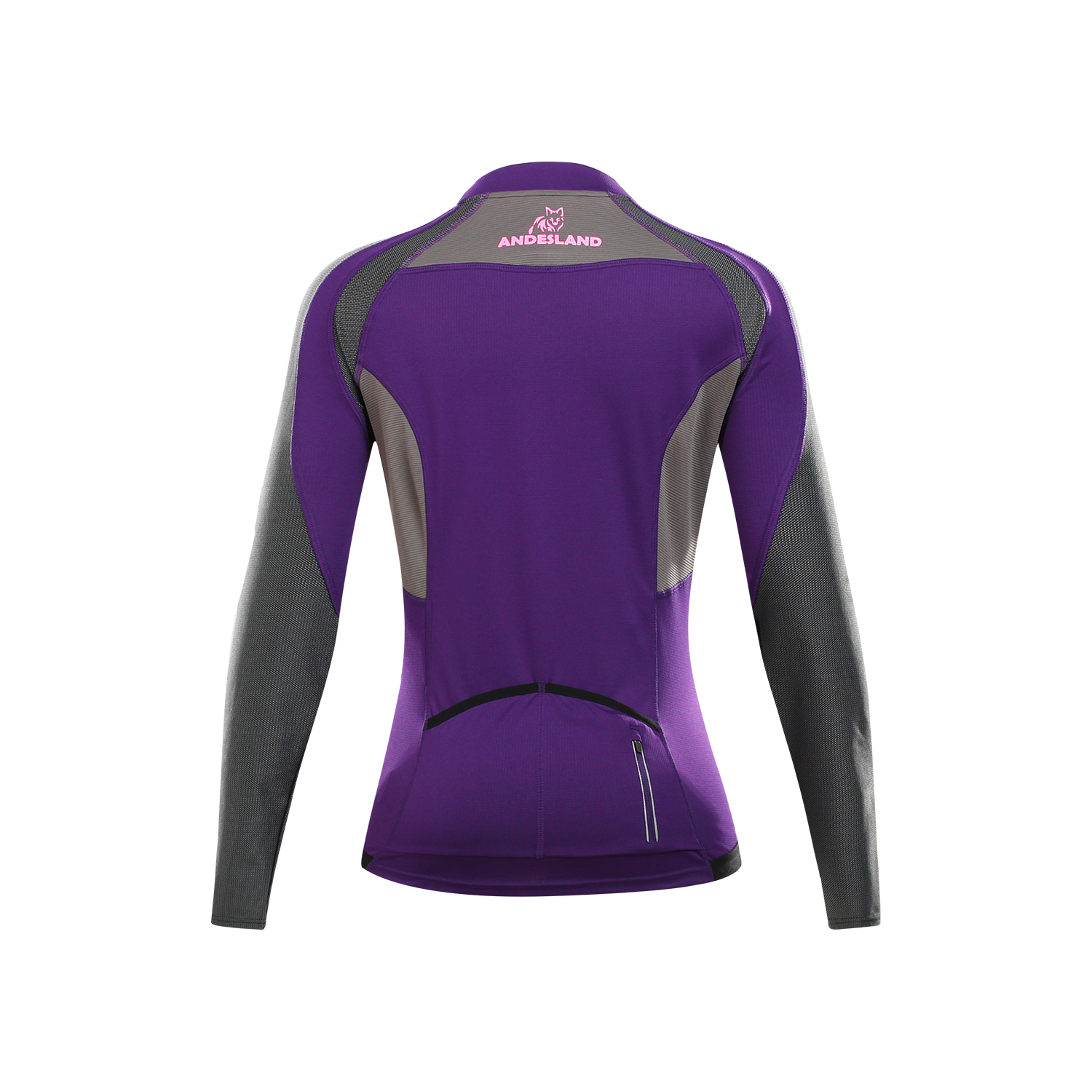 POLERA MANGA LARGA MUJER ANDESLAND TRICOTA LISA MEDIO CIERRE CICLISMO DEPORTIVO - 3