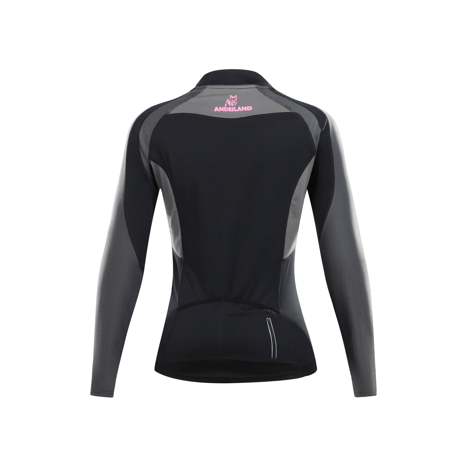 POLERA MANGA LARGA MUJER ANDESLAND TRICOTA LISA MEDIO CIERRE CICLISMO DEPORTIVO - 3
