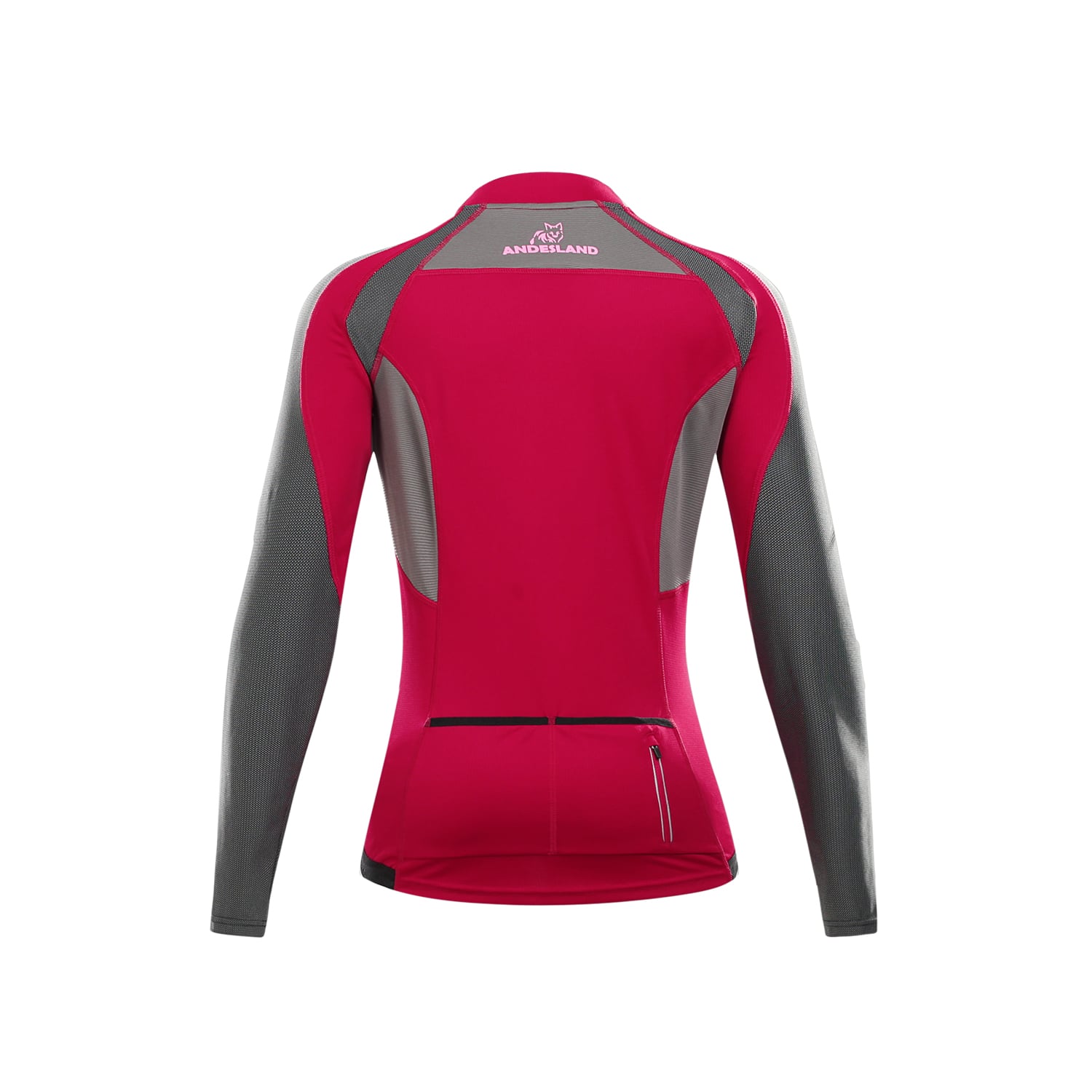 POLERA MANGA LARGA MUJER ANDESLAND TRICOTA LISA MEDIO CIERRE CICLISMO DEPORTIVO - 3