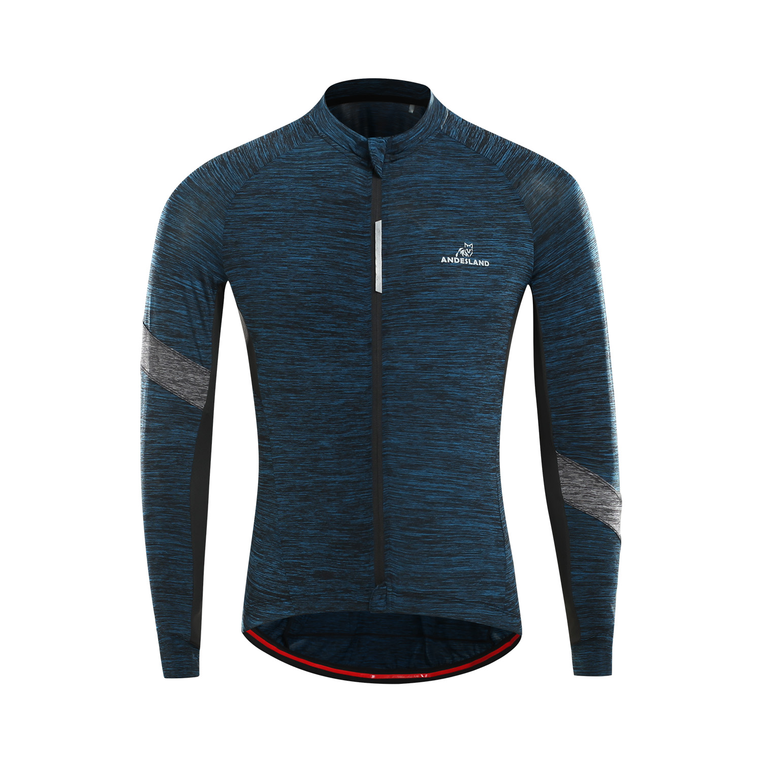 POLERA MANGA LARGA HOMBRE ANDESLAND TRICOTA JASPEADA CIERRE COMPLETO CICLISMO DEPORTIVO - 1