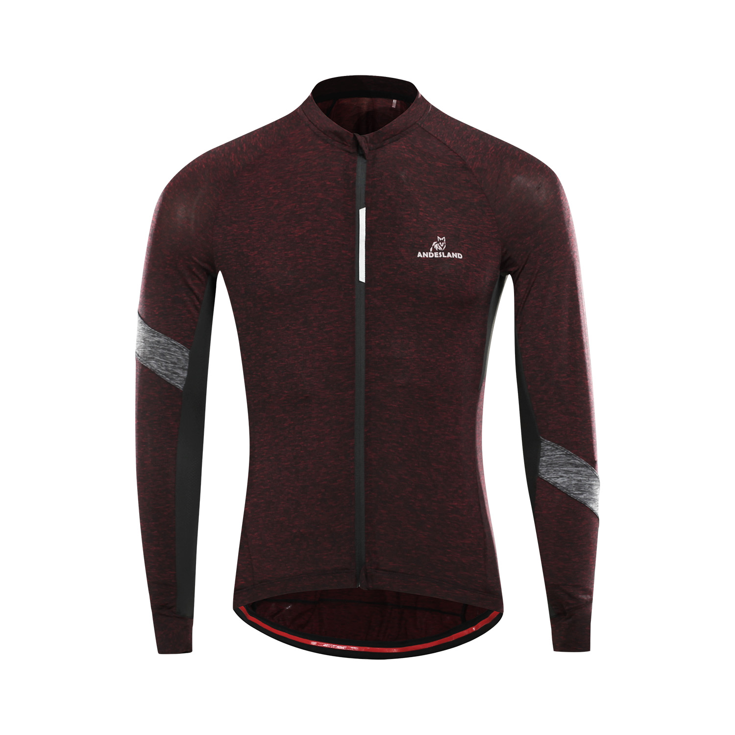 POLERA MANGA LARGA HOMBRE ANDESLAND TRICOTA JASPEADA CIERRE COMPLETO CICLISMO DEPORTIVO - 1