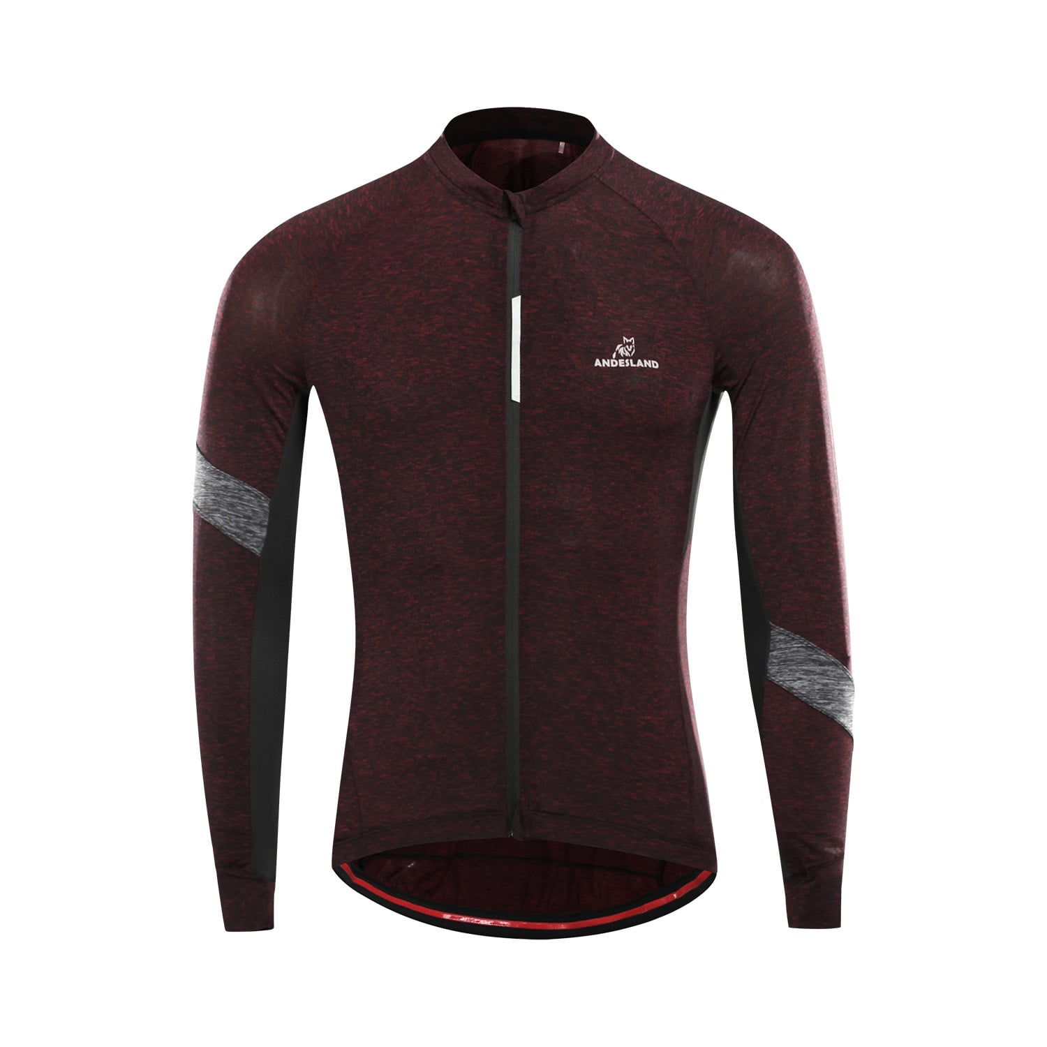 POLERA MANGA LARGA HOMBRE ANDESLAND TRICOTA JASPEADA CIERRE COMPLETO CICLISMO DEPORTIVO - 1