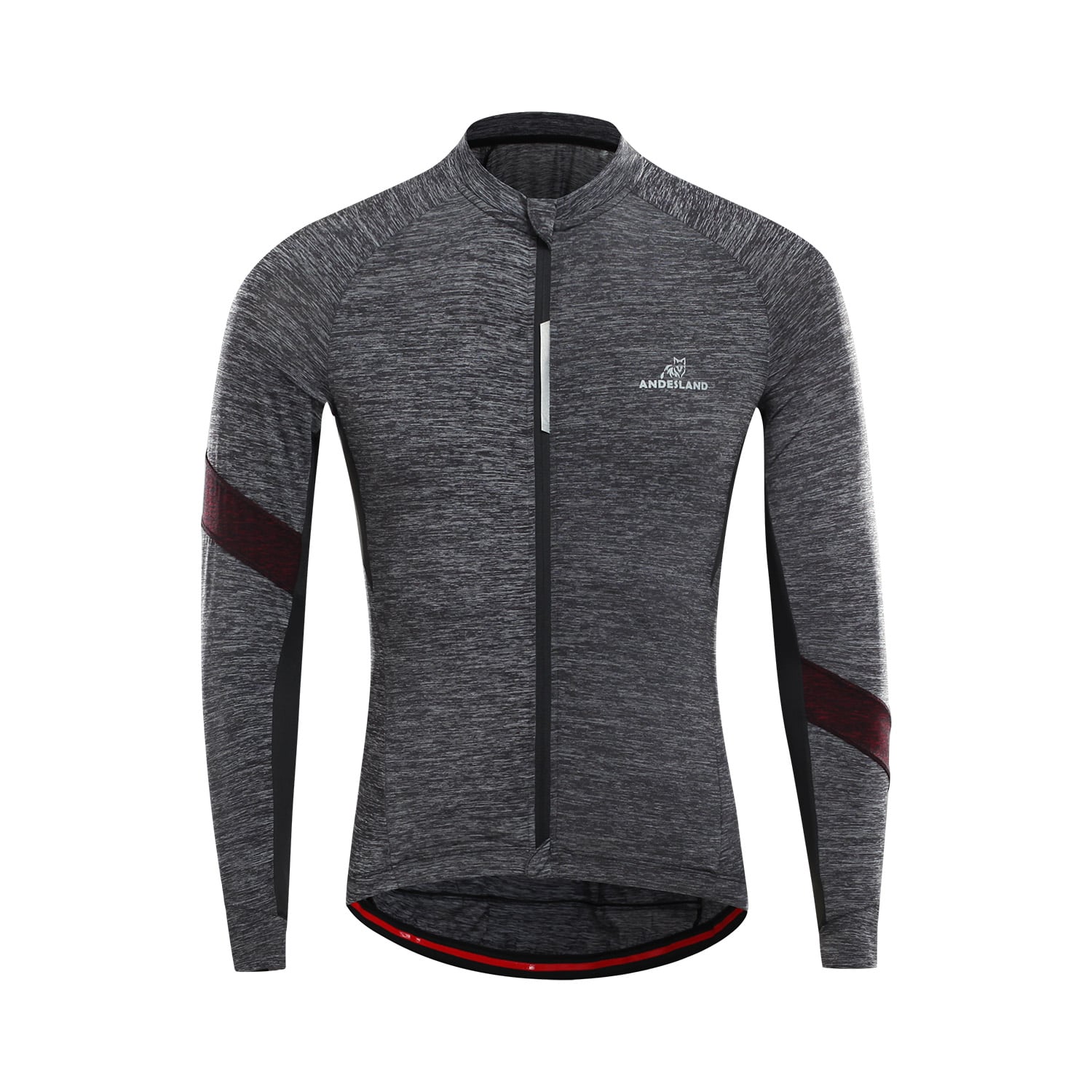 POLERA MANGA LARGA HOMBRE ANDESLAND TRICOTA JASPEADA CIERRE COMPLETO CICLISMO DEPORTIVO - 1