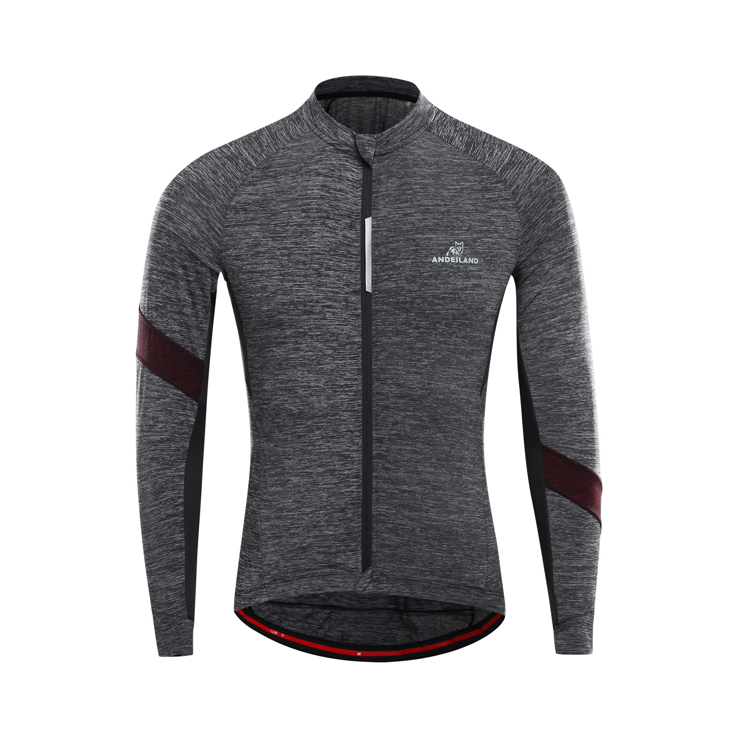POLERA MANGA LARGA HOMBRE ANDESLAND TRICOTA JASPEADA CIERRE COMPLETO CICLISMO DEPORTIVO - 1