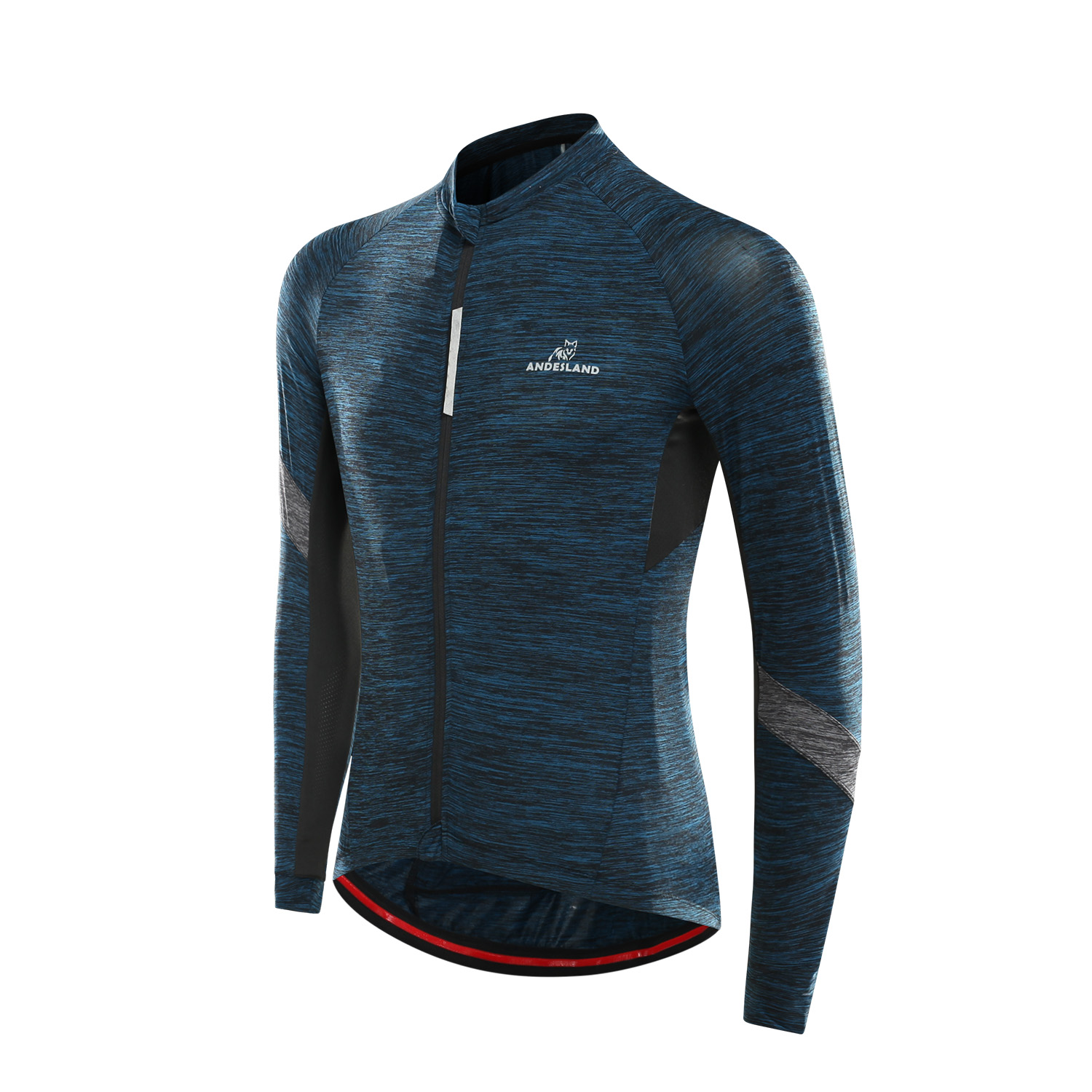 POLERA MANGA LARGA HOMBRE ANDESLAND TRICOTA JASPEADA CIERRE COMPLETO CICLISMO DEPORTIVO - 2