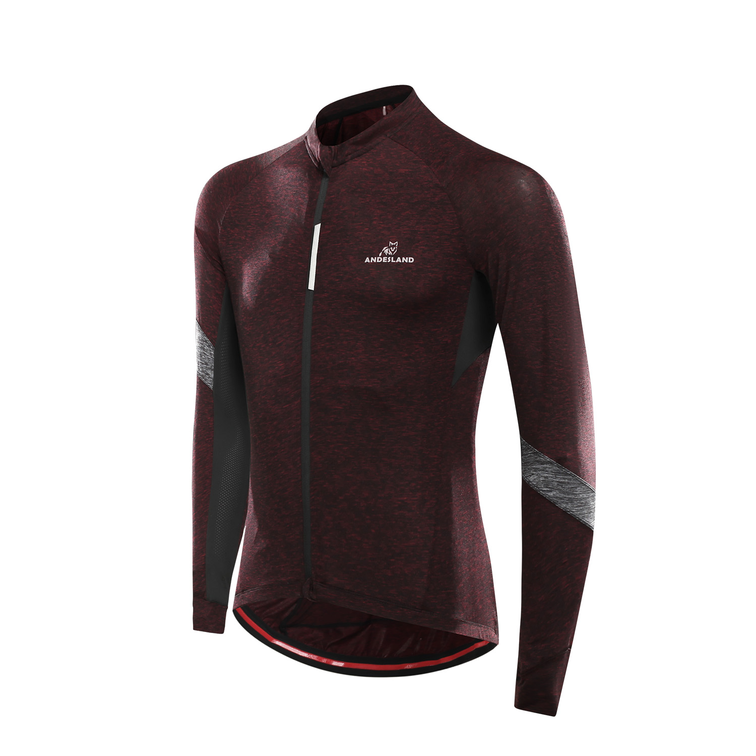 POLERA MANGA LARGA HOMBRE ANDESLAND TRICOTA JASPEADA CIERRE COMPLETO CICLISMO DEPORTIVO - 2