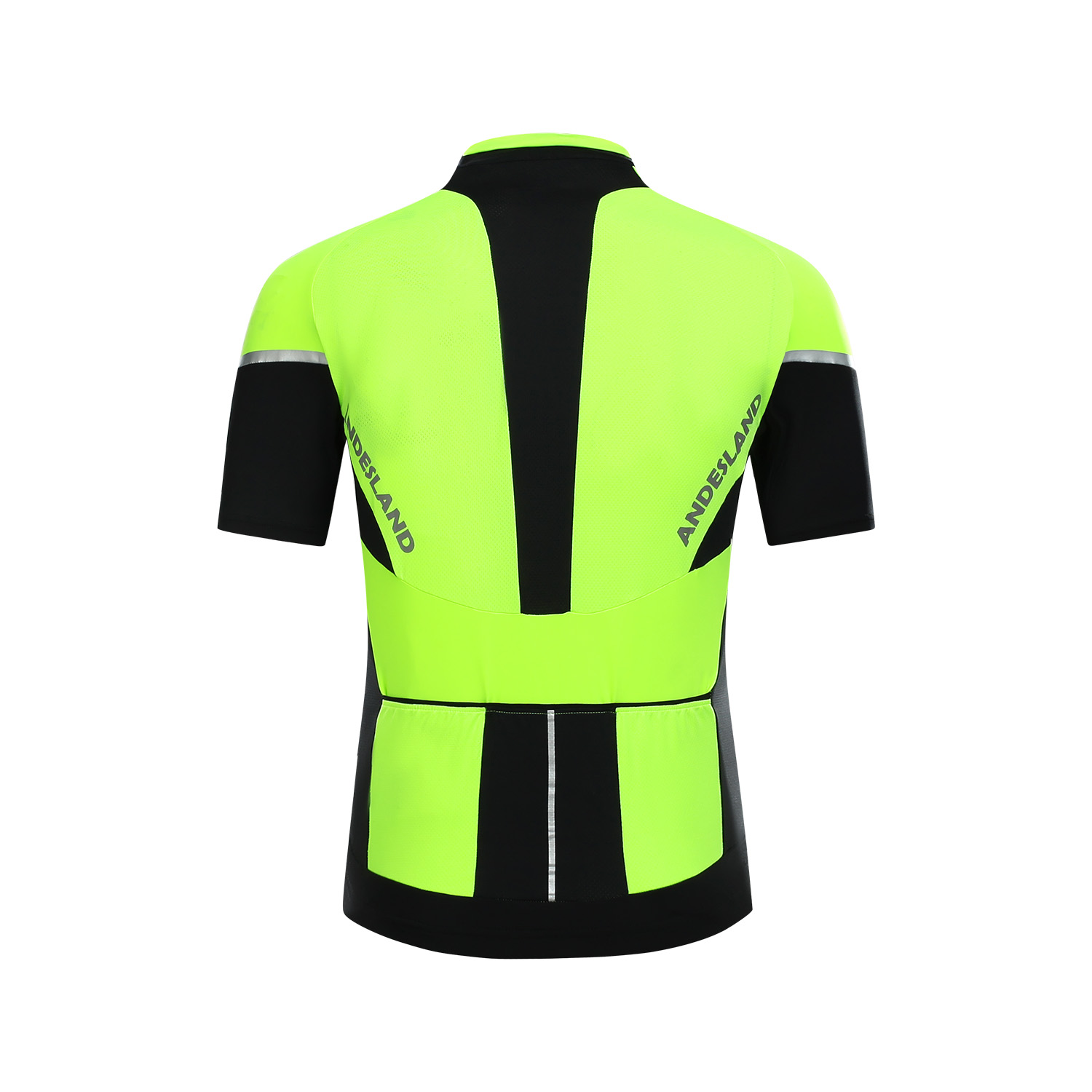 POLERA MANGA CORTA HOMBRE ANDESLAND NEGRO TRICOTA FLÚOR CIERRE COMPLETO CICLISMO DEPORTIVO - 3