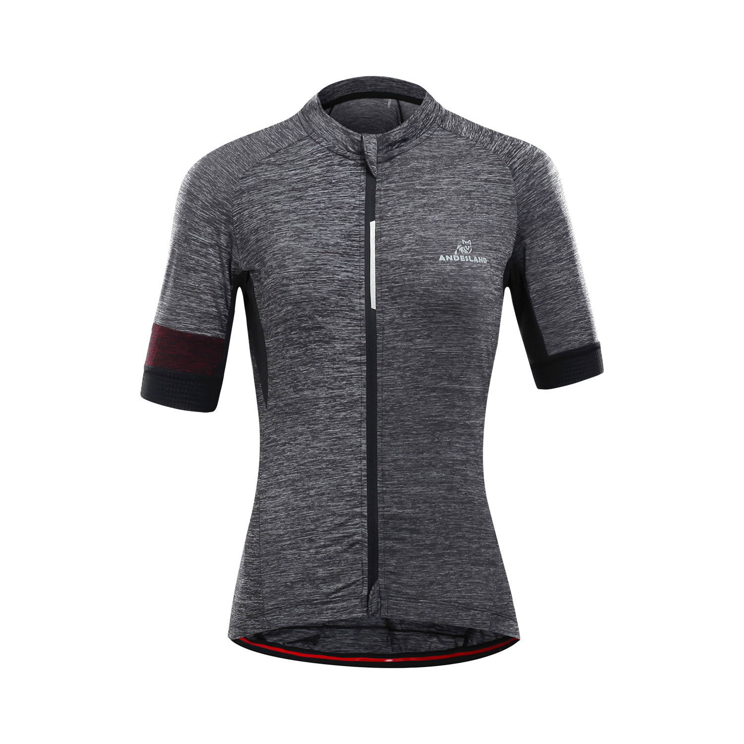 POLERA MANGA CORTA MUJER ANDESLAND TRICOTA JASPEADA CIERRE COMPLETO CICLISMO DEPORTIVO - 1