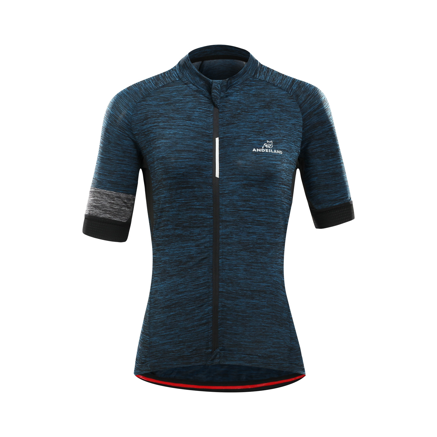 POLERA MANGA CORTA MUJER ANDESLAND TRICOTA JASPEADA CIERRE COMPLETO CICLISMO DEPORTIVO - 1