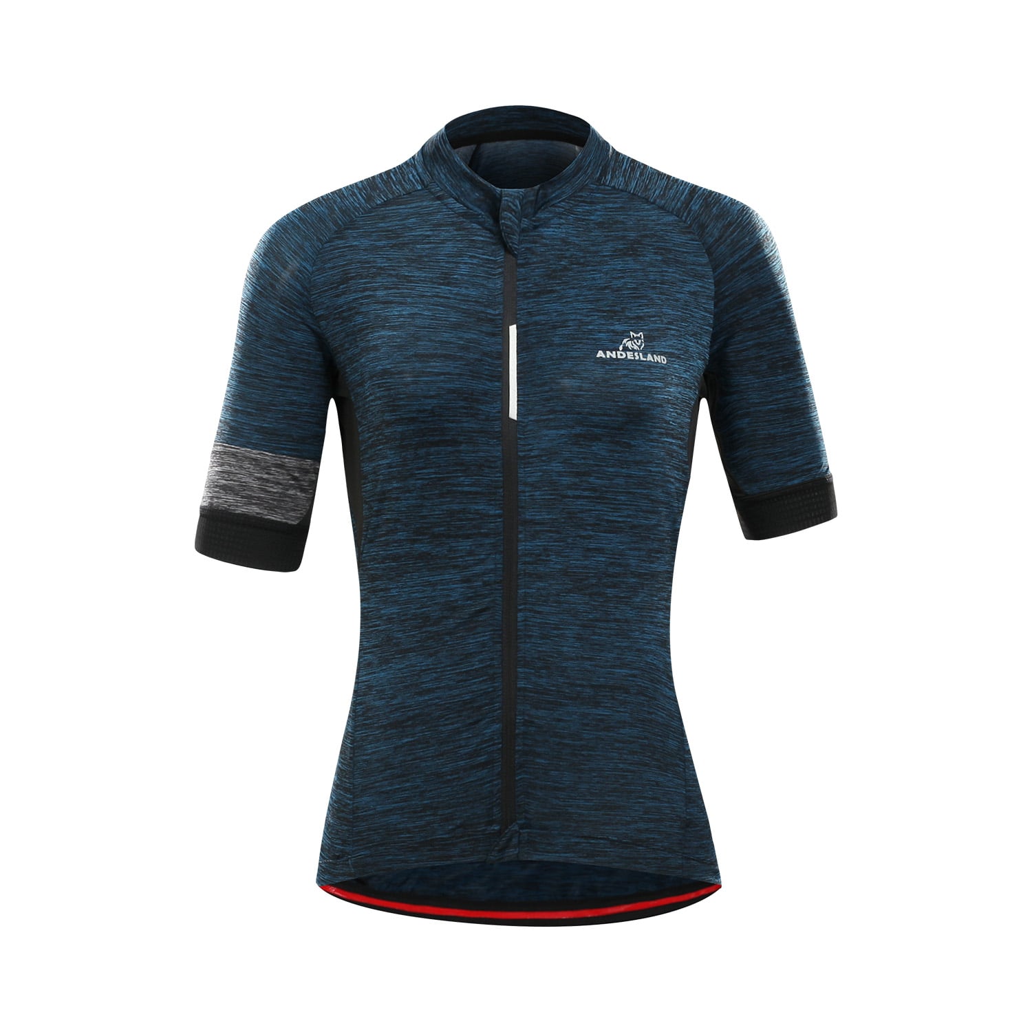 POLERA MANGA CORTA MUJER ANDESLAND TRICOTA JASPEADA CIERRE COMPLETO CICLISMO DEPORTIVO - 1