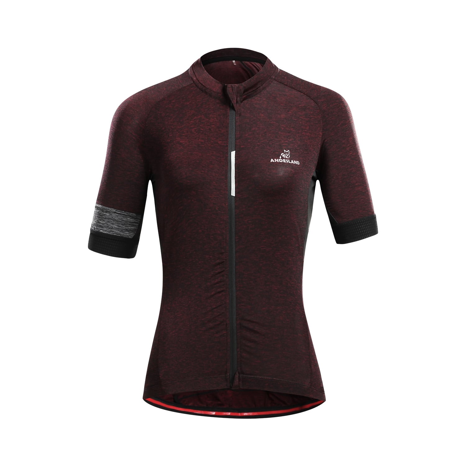 POLERA MANGA CORTA MUJER ANDESLAND TRICOTA JASPEADA CIERRE COMPLETO CICLISMO DEPORTIVO - 1