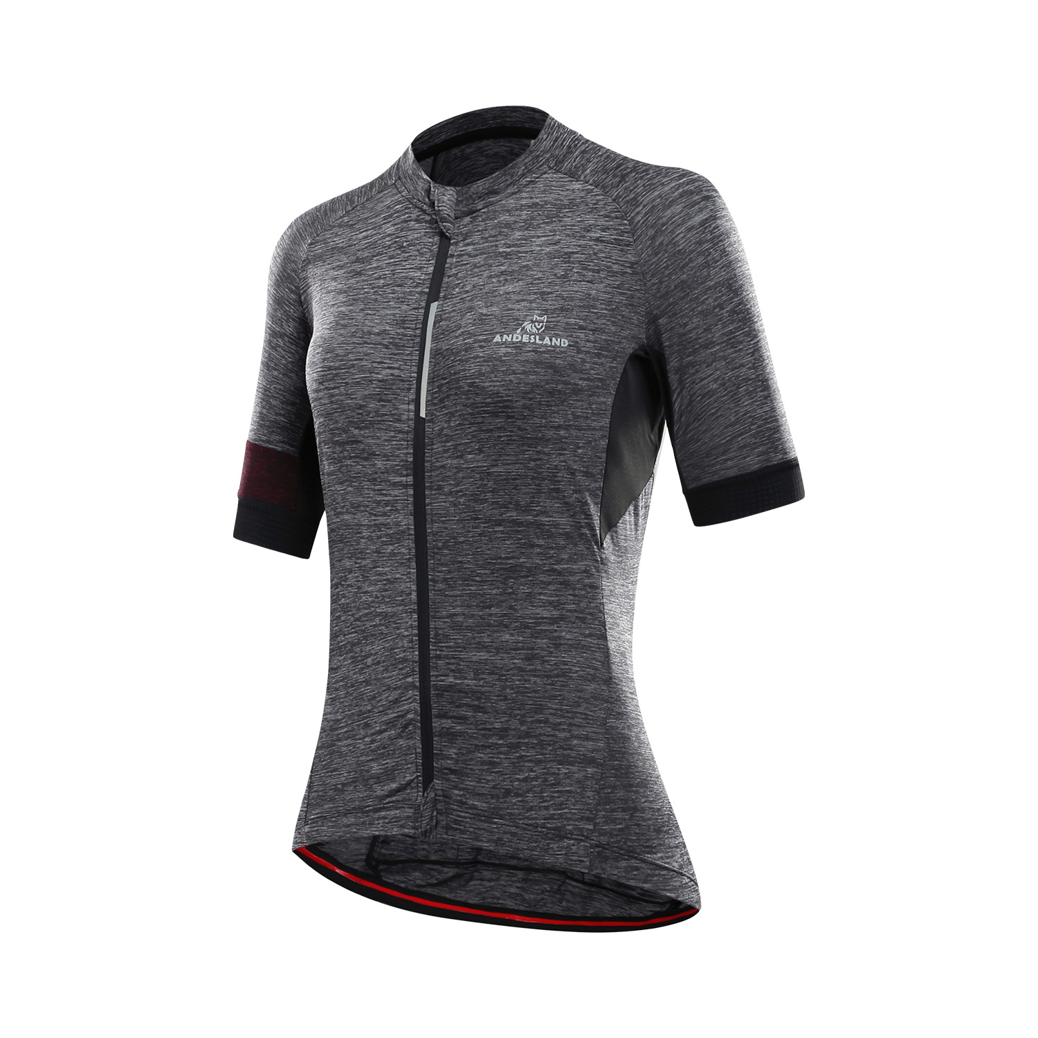POLERA MANGA CORTA MUJER ANDESLAND TRICOTA JASPEADA CIERRE COMPLETO CICLISMO DEPORTIVO - 2