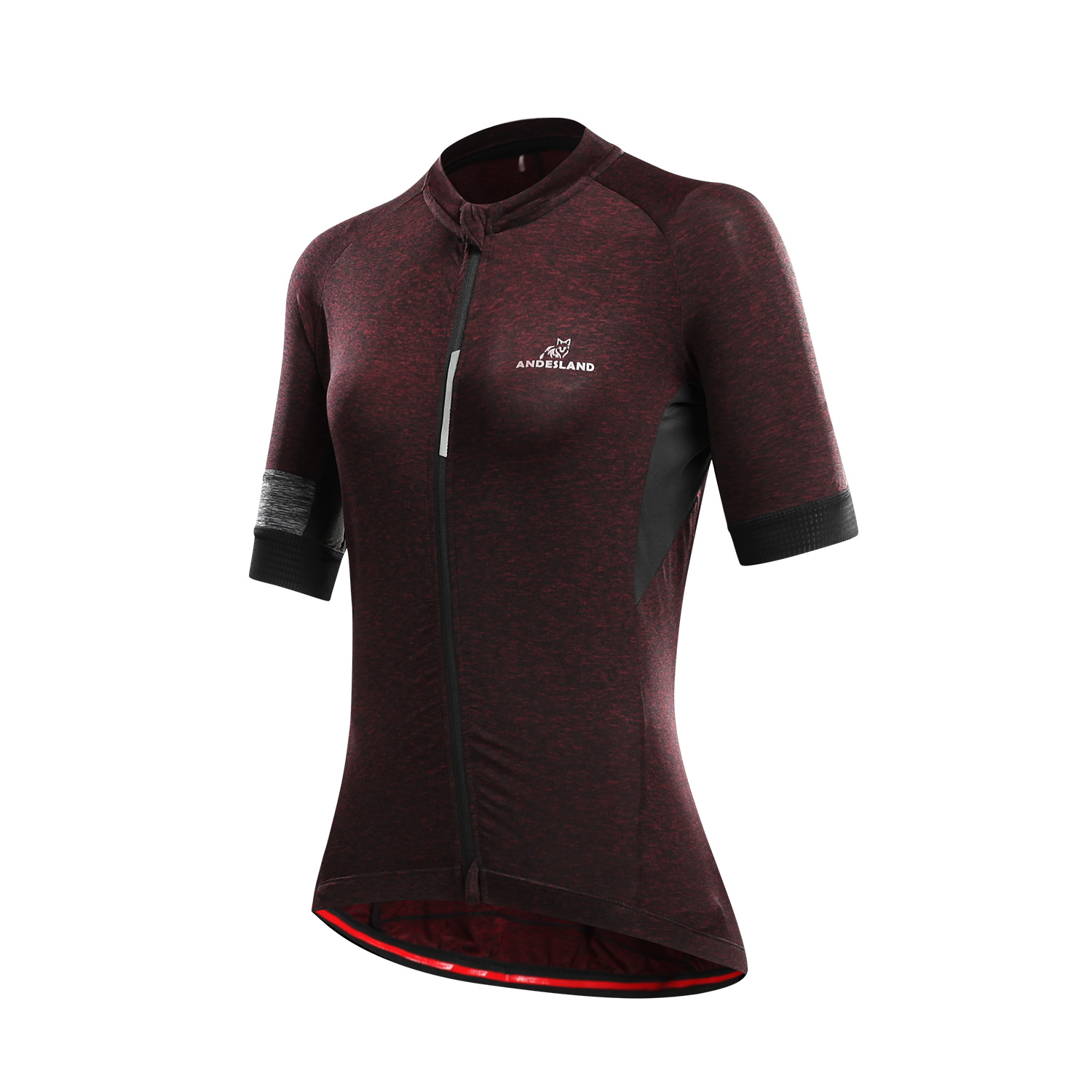 POLERA MANGA CORTA MUJER ANDESLAND TRICOTA JASPEADA CIERRE COMPLETO CICLISMO DEPORTIVO - 2