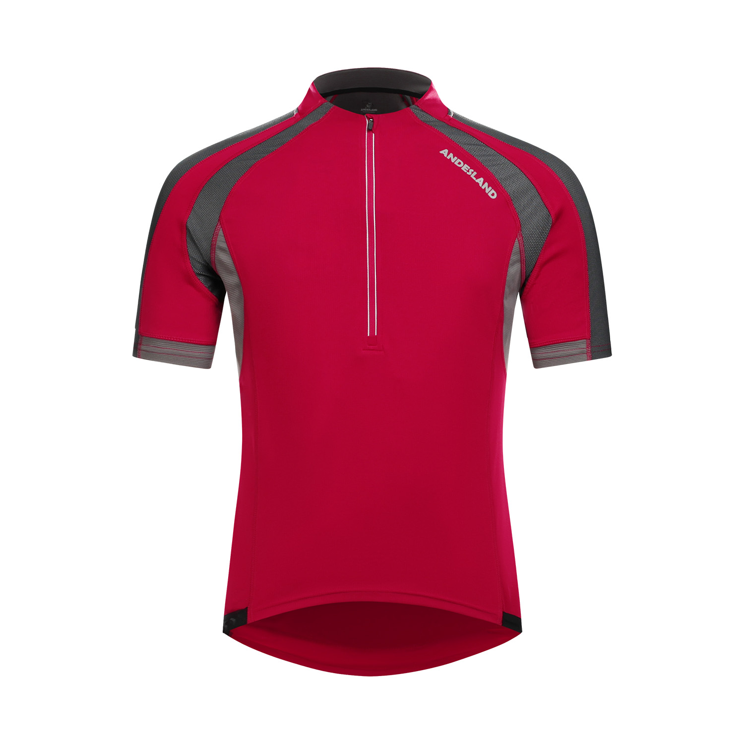 POLERA MANGA CORTA HOMBRE ANDESLAND TRICOTA LISA MEDIO CIERRE CICLISMO DEPORTIVO - 1