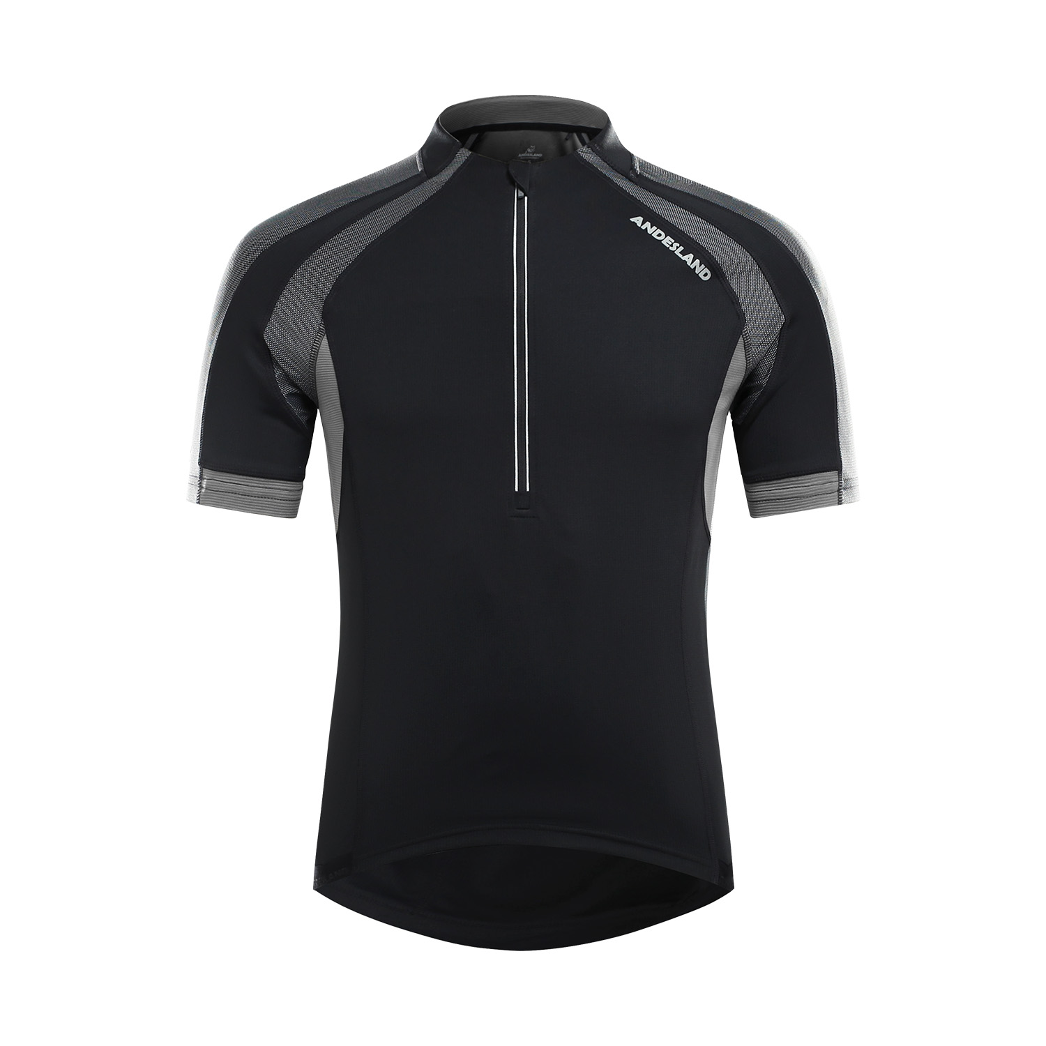 POLERA MANGA CORTA HOMBRE ANDESLAND TRICOTA LISA MEDIO CIERRE CICLISMO DEPORTIVO - 1
